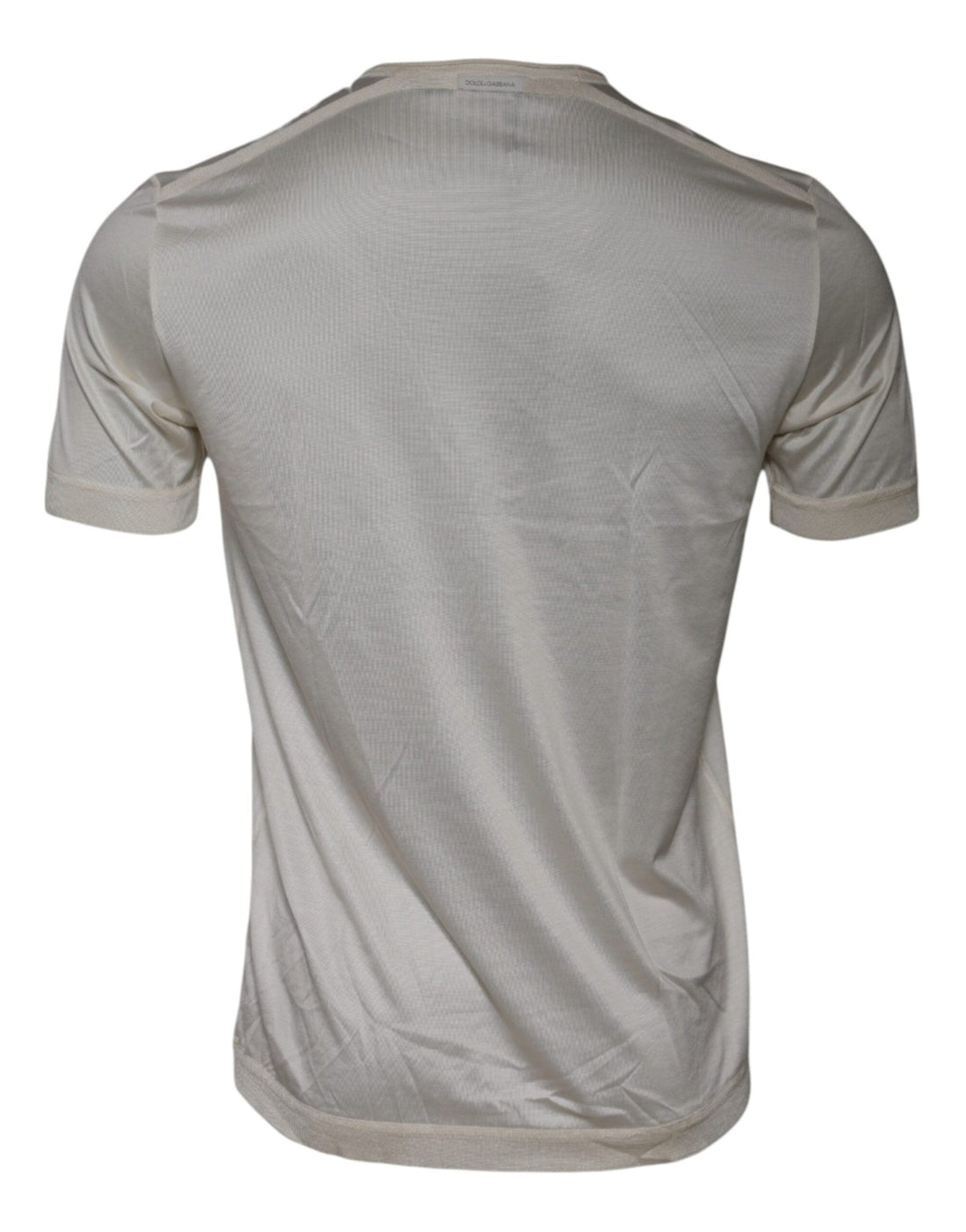 Dolce & Gabbana Off White Silk Crew Neck Short Sleeve T-shirt - RIMODA