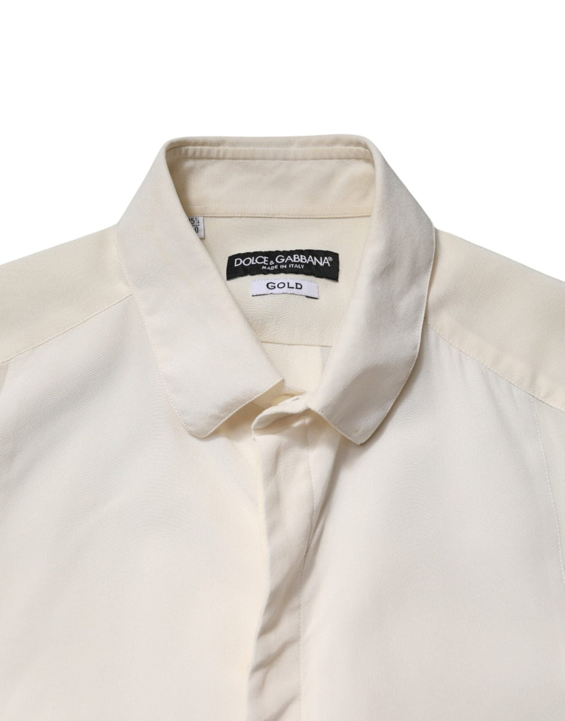 Dolce & Gabbana Off White Silk Men GOLD Dress Formal Shirt - RIMODA