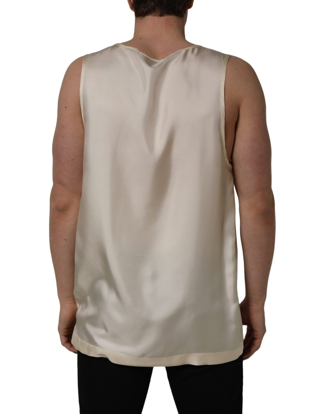 Dolce & Gabbana Off White Silk Sleeveless Tank Top T-shirt - RIMODA