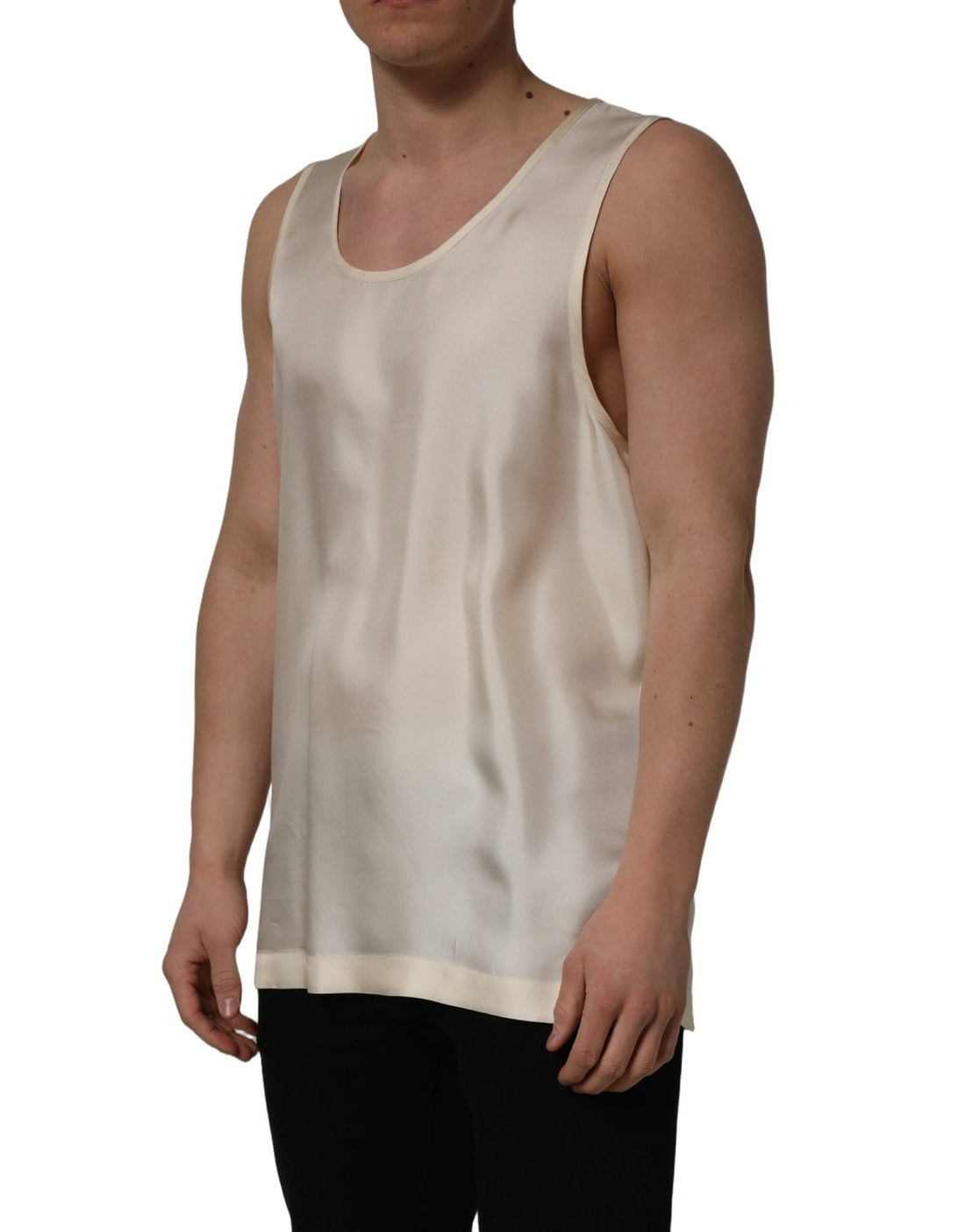 Dolce & Gabbana Off White Silk Sleeveless Tank Top T-shirt - RIMODA