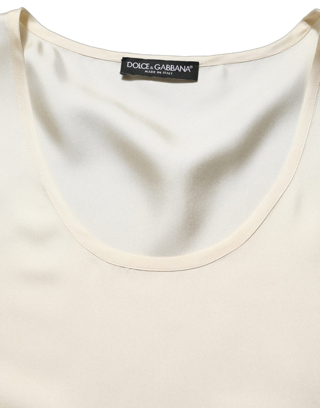 Dolce & Gabbana Off White Silk Sleeveless Tank Top T-shirt - RIMODA