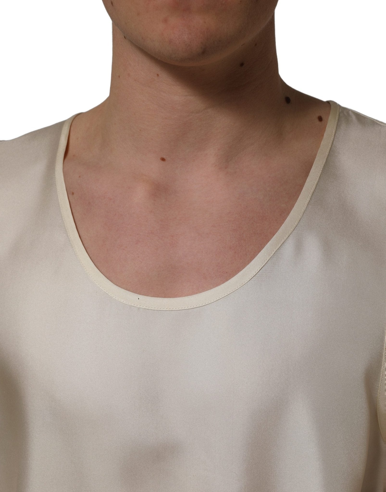 Dolce & Gabbana Off White Silk Sleeveless Tank Top T-shirt - RIMODA