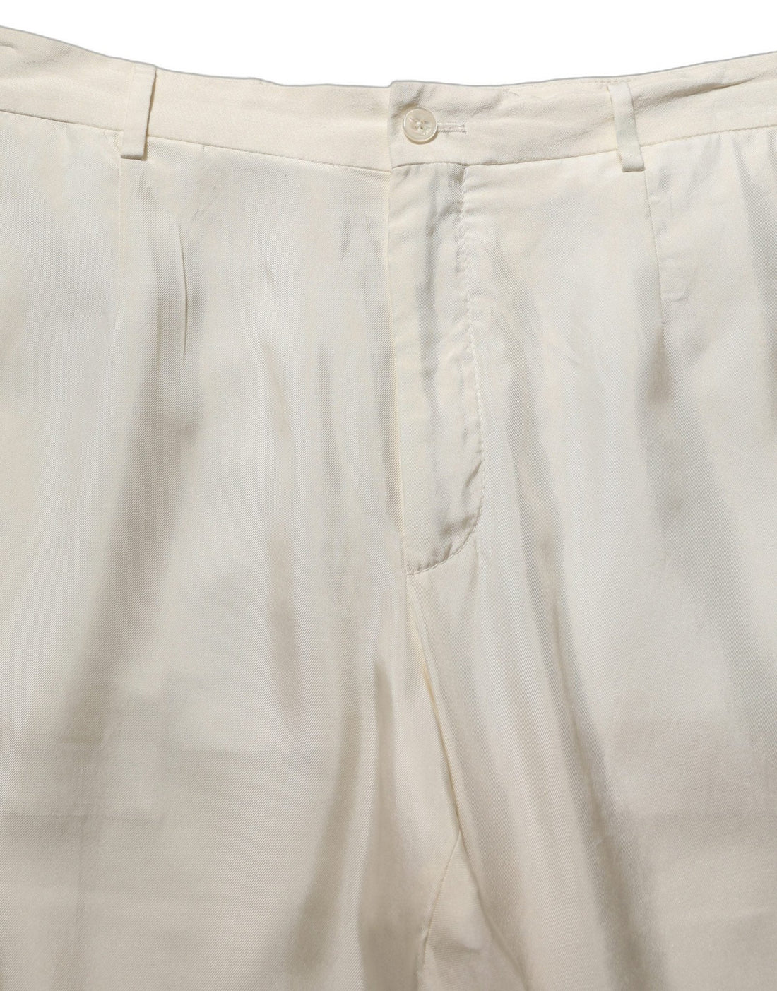 Dolce & Gabbana Off White Silk Straight Wide Leg Trouser Pants - RIMODA