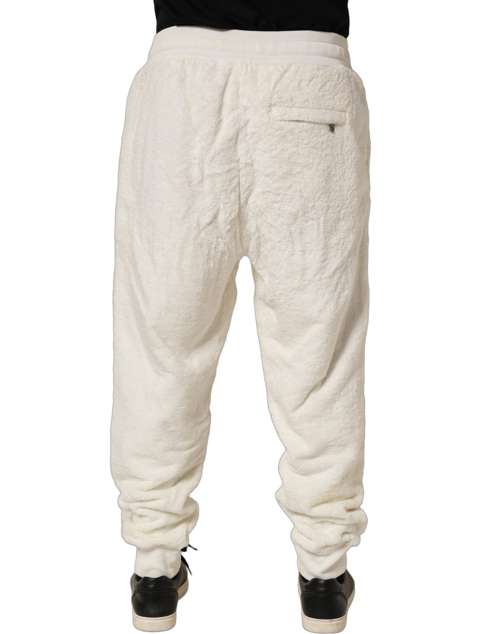 Dolce & Gabbana Off White Terry Cotton Plush Men Jogger Pants - RIMODA