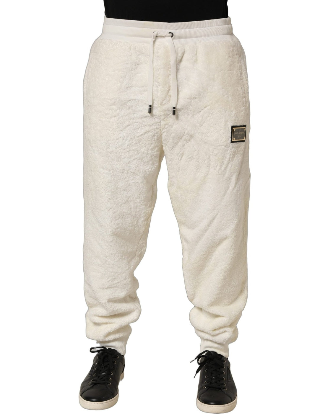 Dolce & Gabbana Off White Terry Cotton Plush Men Jogger Pants - RIMODA