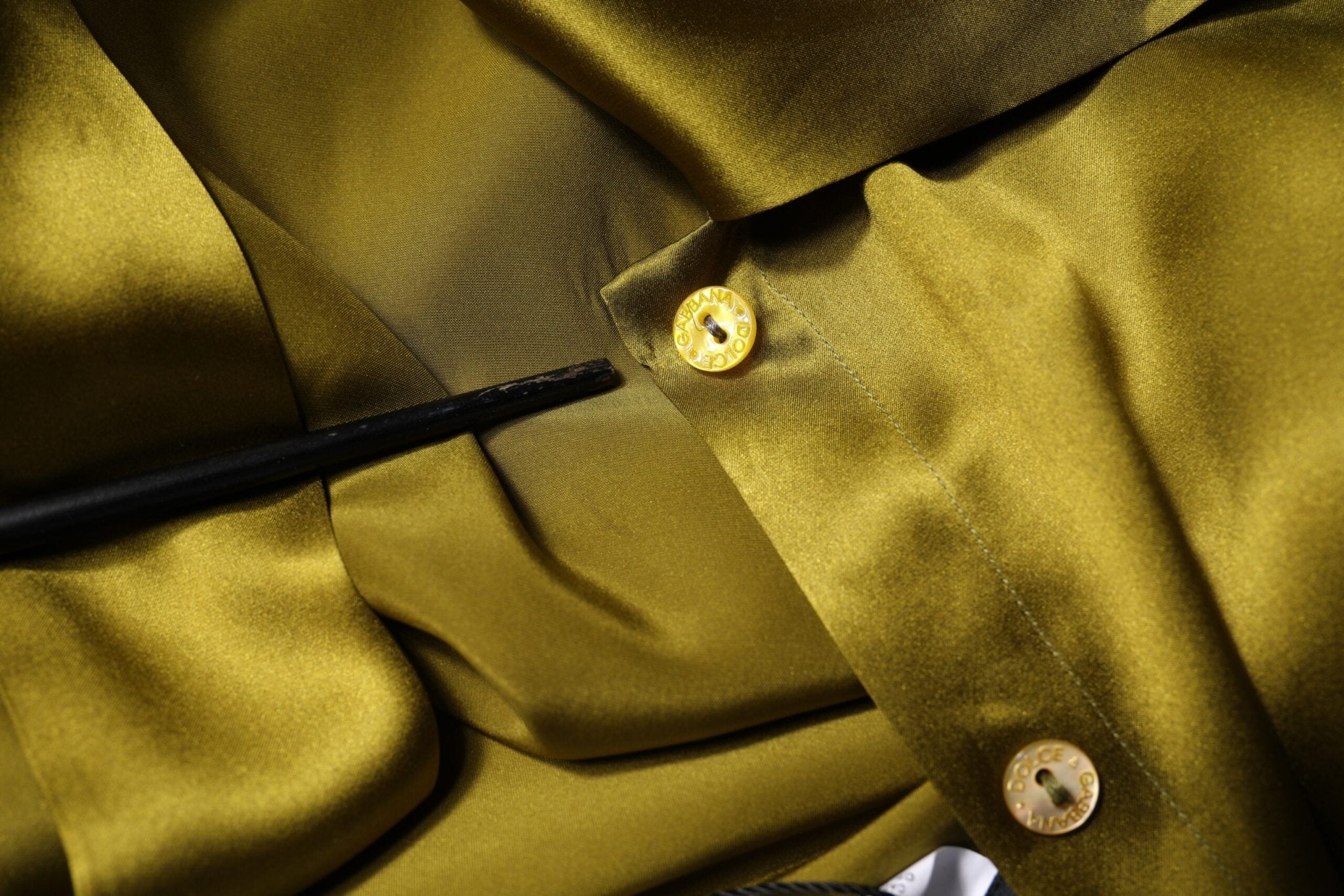 Dolce & Gabbana Olive Green Ascot Collar Long Sleeve Blouse Top - RIMODA