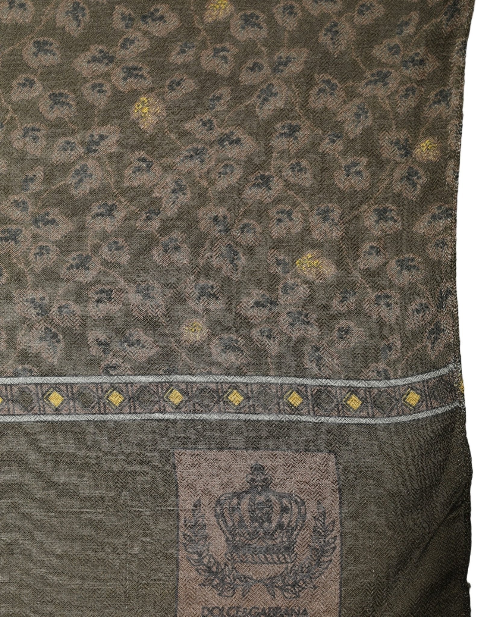 Dolce & Gabbana Olive Green Cotton Floral Neck Shawl Scarf - RIMODA