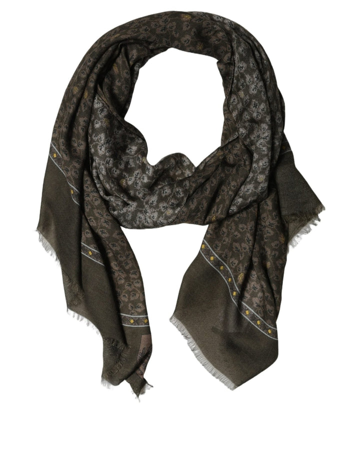 Dolce & Gabbana Olive Green Cotton Floral Neck Shawl Scarf - RIMODA