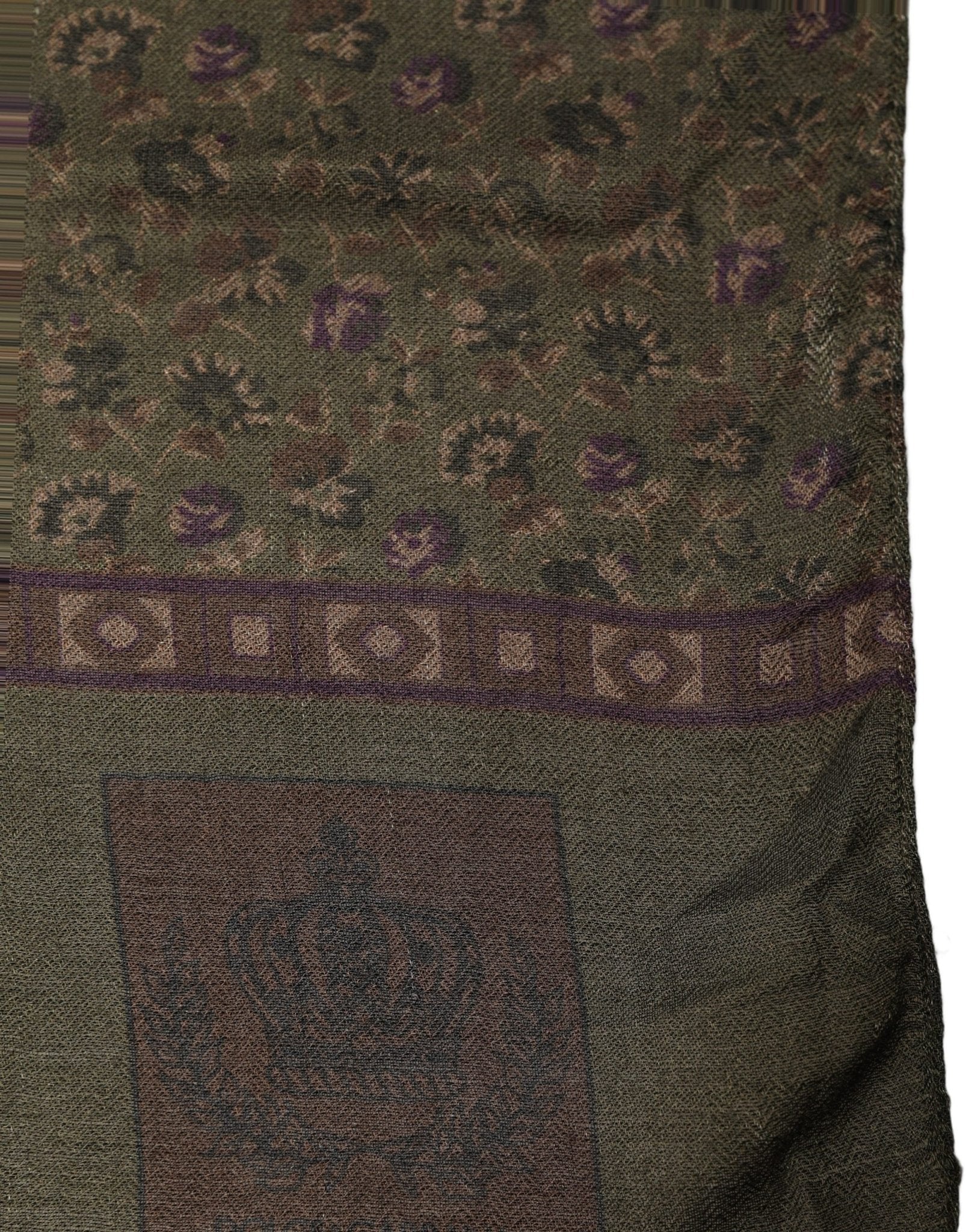 Dolce & Gabbana Olive Green Modal Floral Shawl Stole Scarf - RIMODA