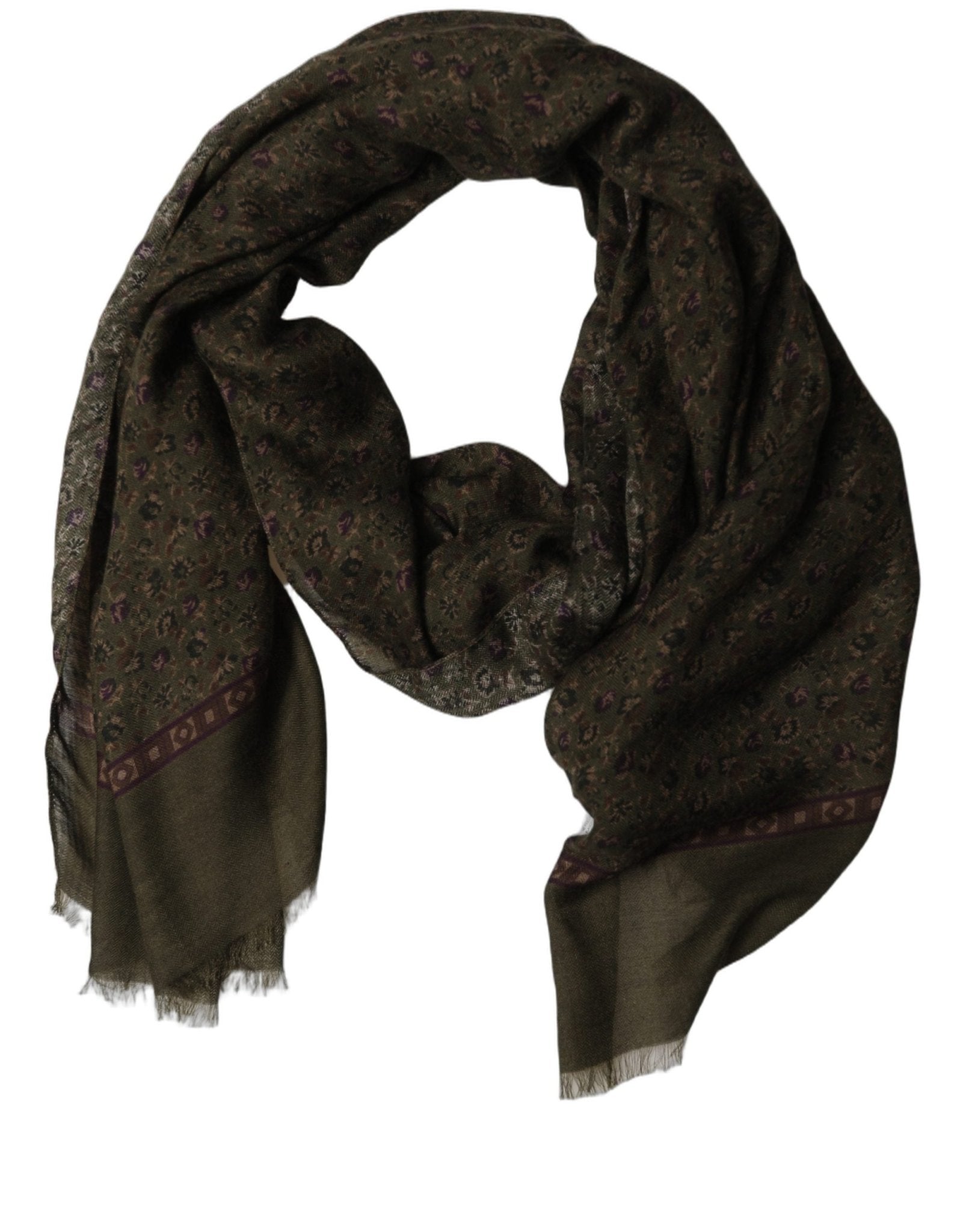 Dolce & Gabbana Olive Green Modal Floral Shawl Stole Scarf - RIMODA