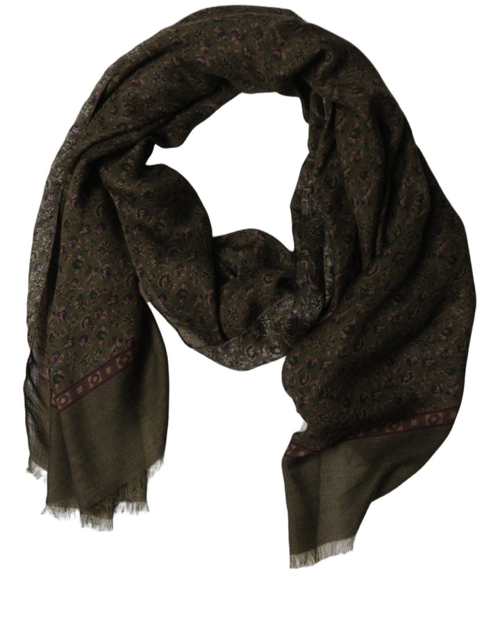Dolce & Gabbana Olive Green Modal Floral Shawl Stole Scarf - RIMODA