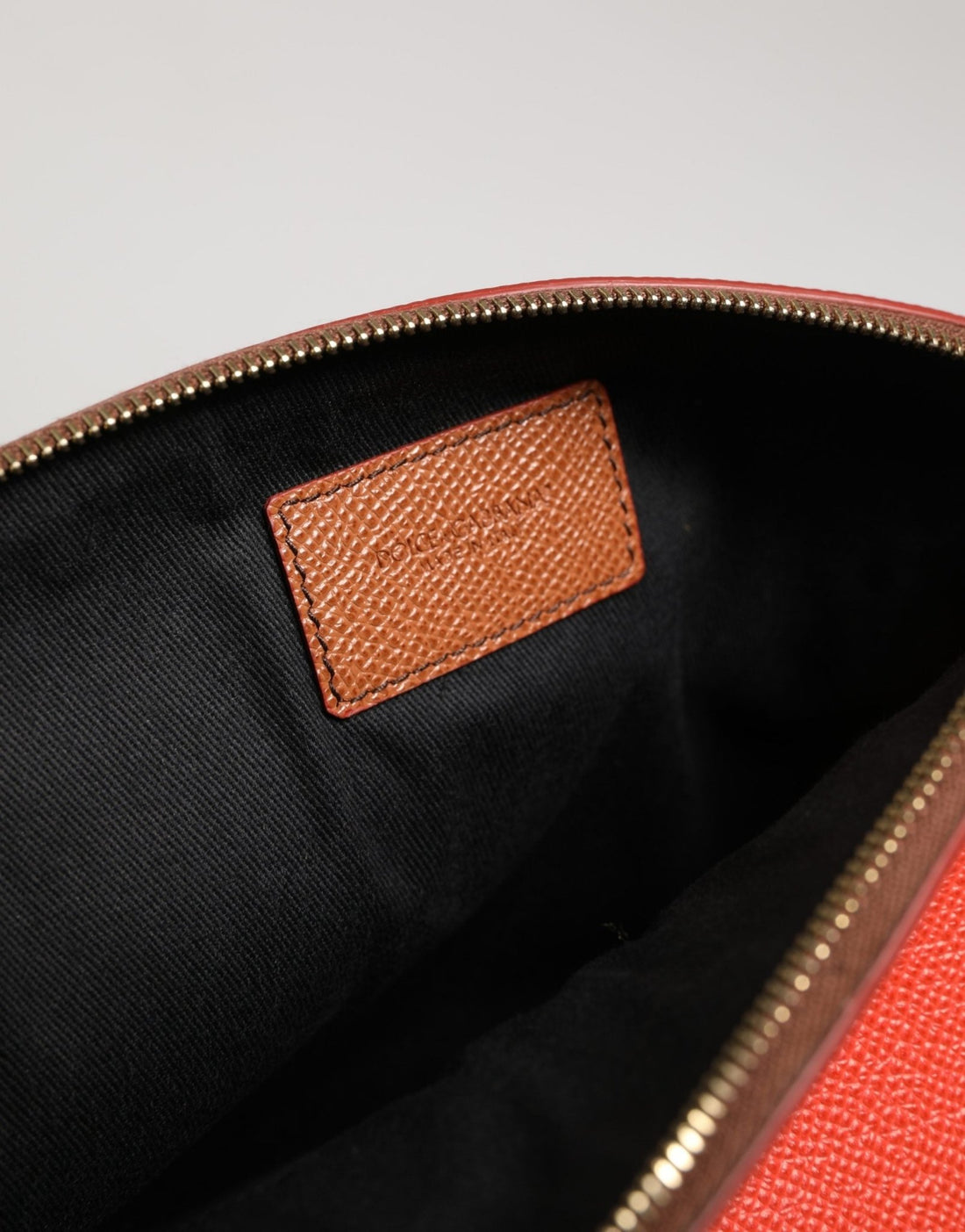 Dolce & Gabbana Orange Beige Leather DG Logo Zip Around Hand Purse Wallet - RIMODA