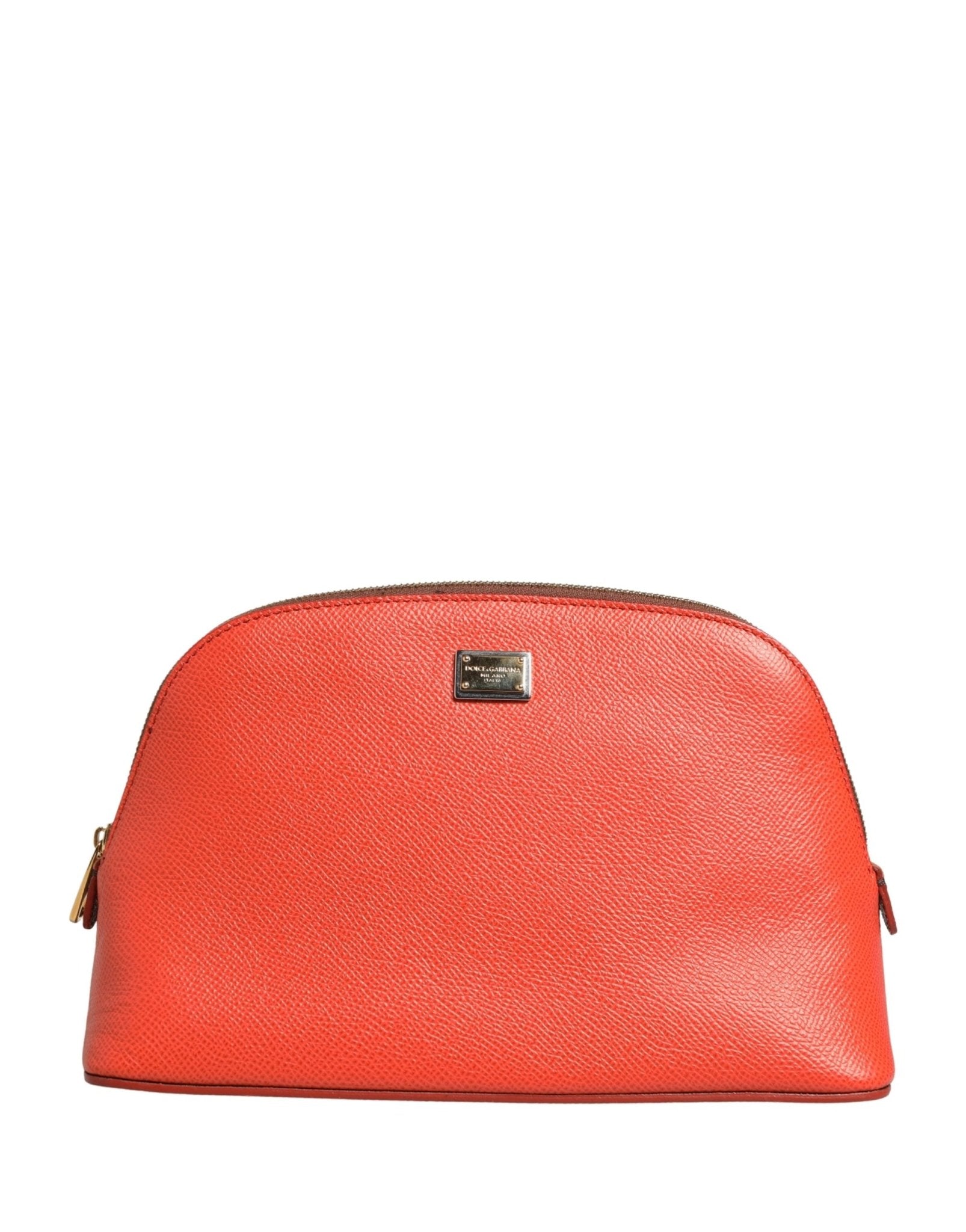 Dolce & Gabbana Orange Beige Leather DG Logo Zip Around Hand Purse Wallet - RIMODA