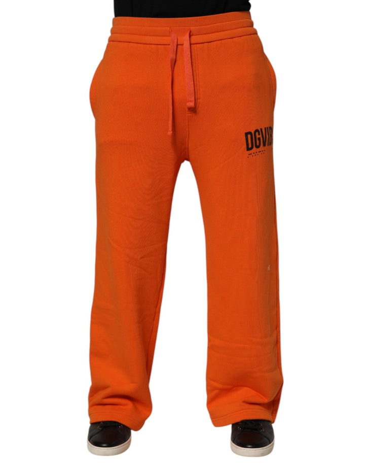 Dolce & Gabbana Orange Cotton DG VIB3 Logo Drawstring Sweatpants Pants - RIMODA