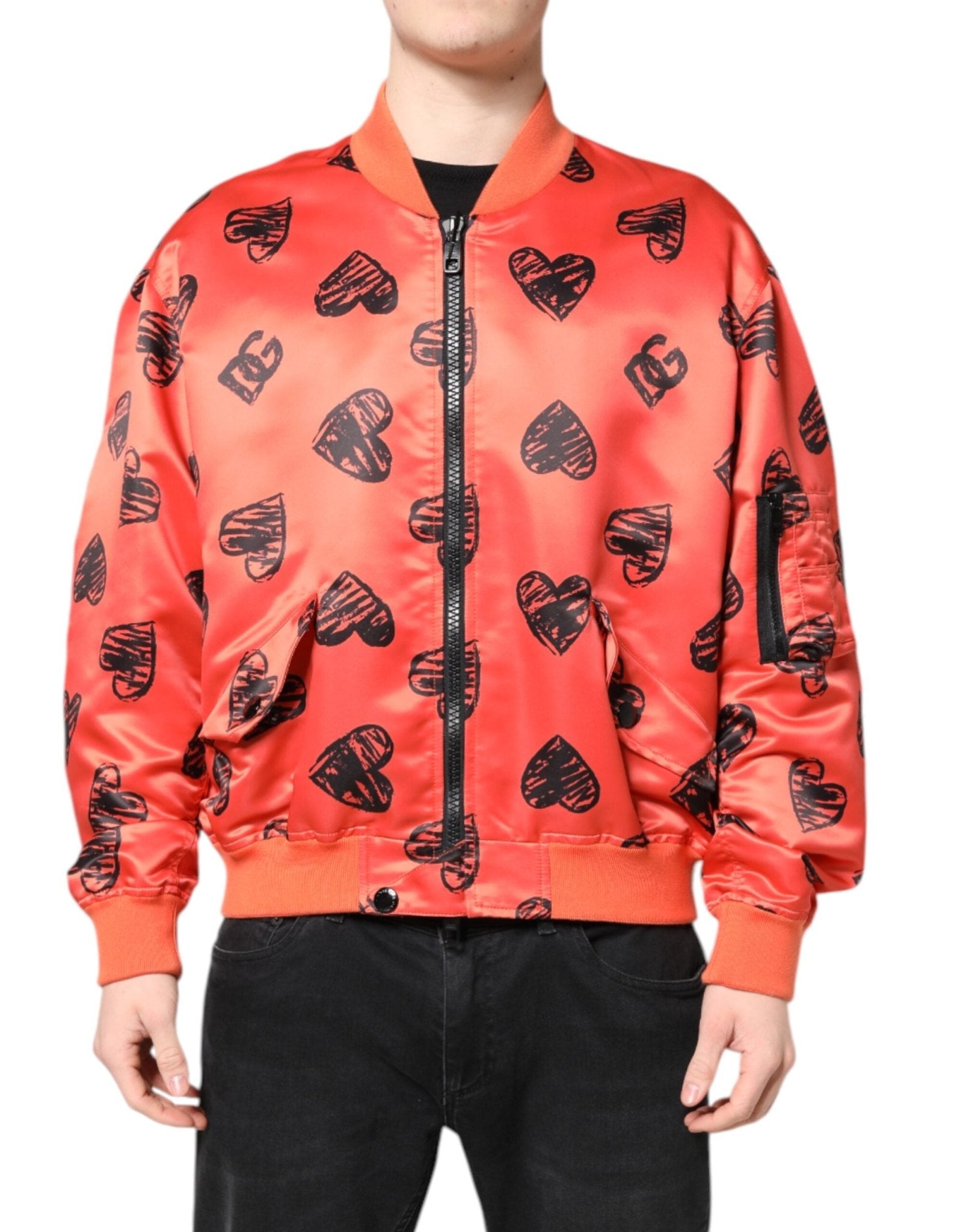 Dolce & Gabbana Orange DG Heart Full Zip Men Bomber Jacket - RIMODA