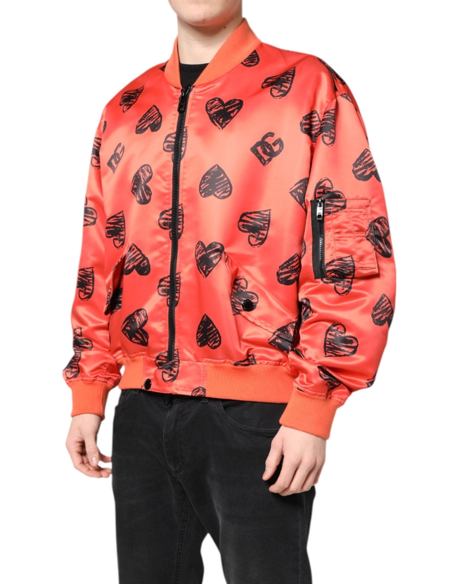 Dolce & Gabbana Orange DG Heart Full Zip Men Bomber Jacket - RIMODA