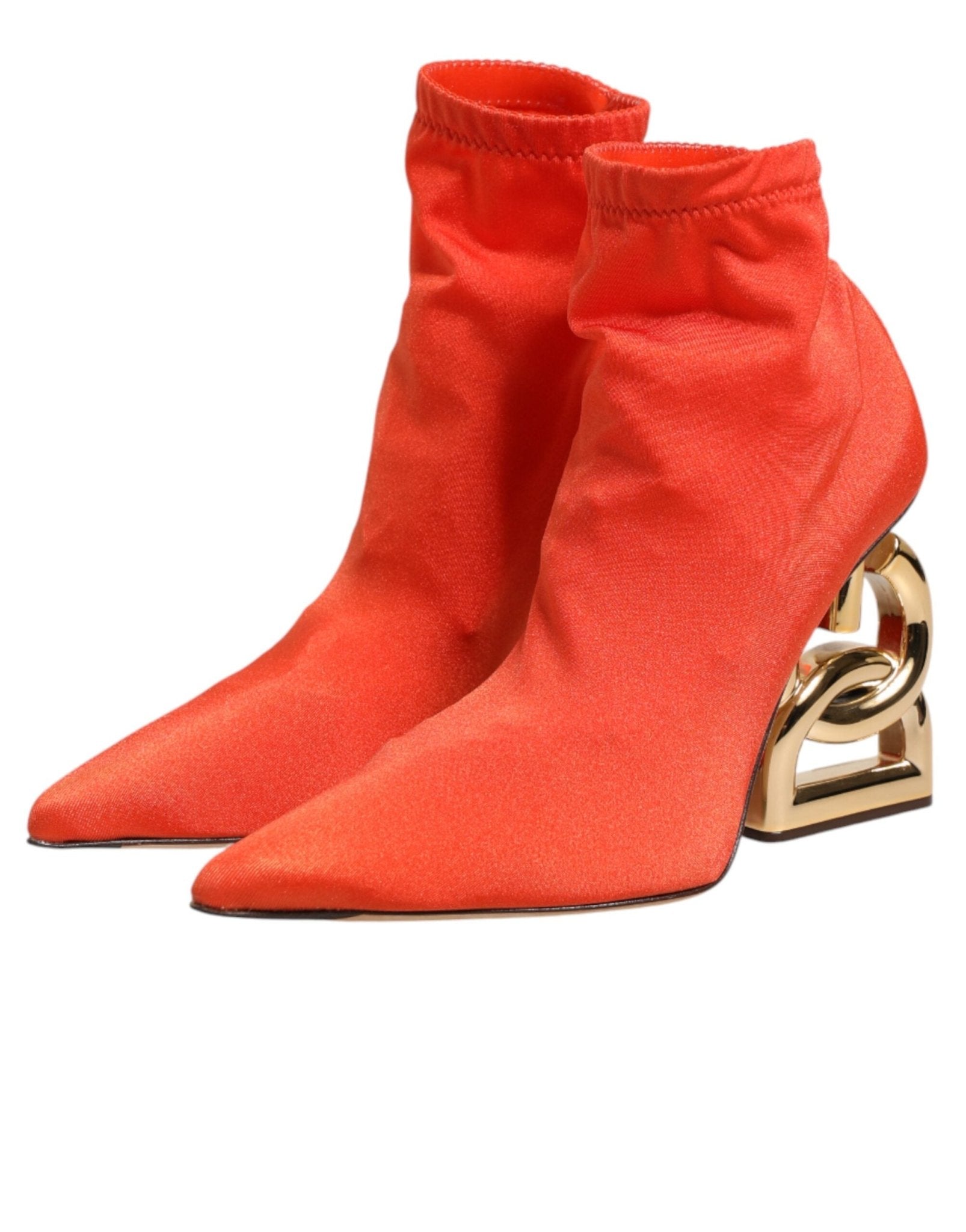 Dolce & Gabbana Orange DG Logo Heels Ankle Boots Shoes - RIMODA