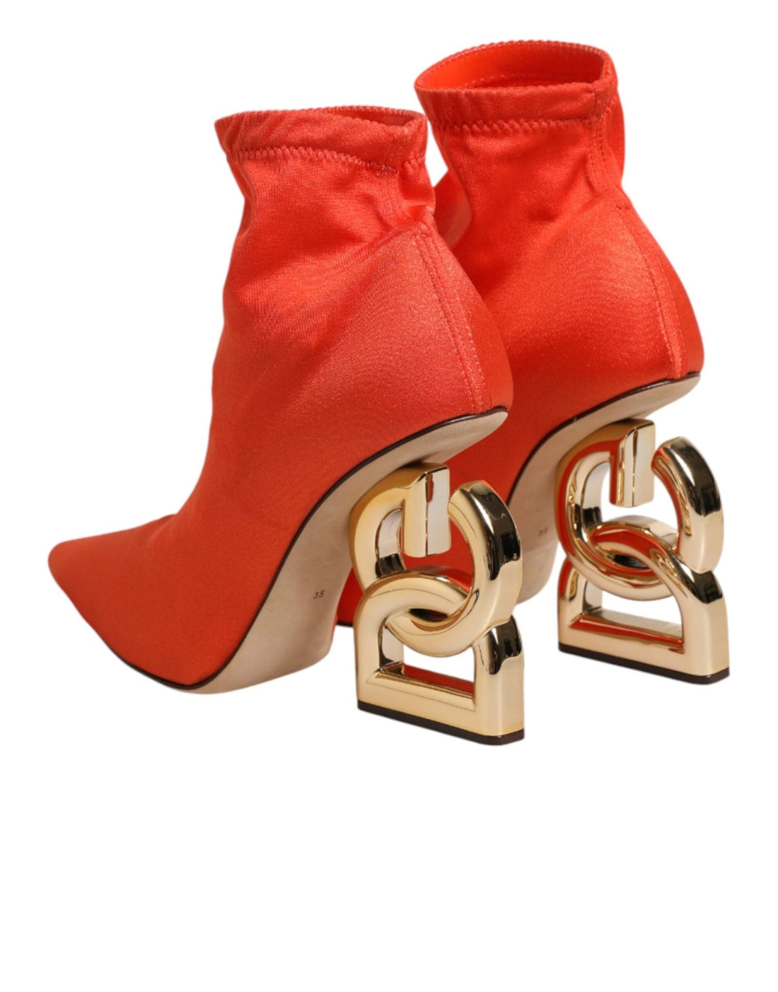 Dolce & Gabbana Orange DG Logo Heels Ankle Boots Shoes - RIMODA