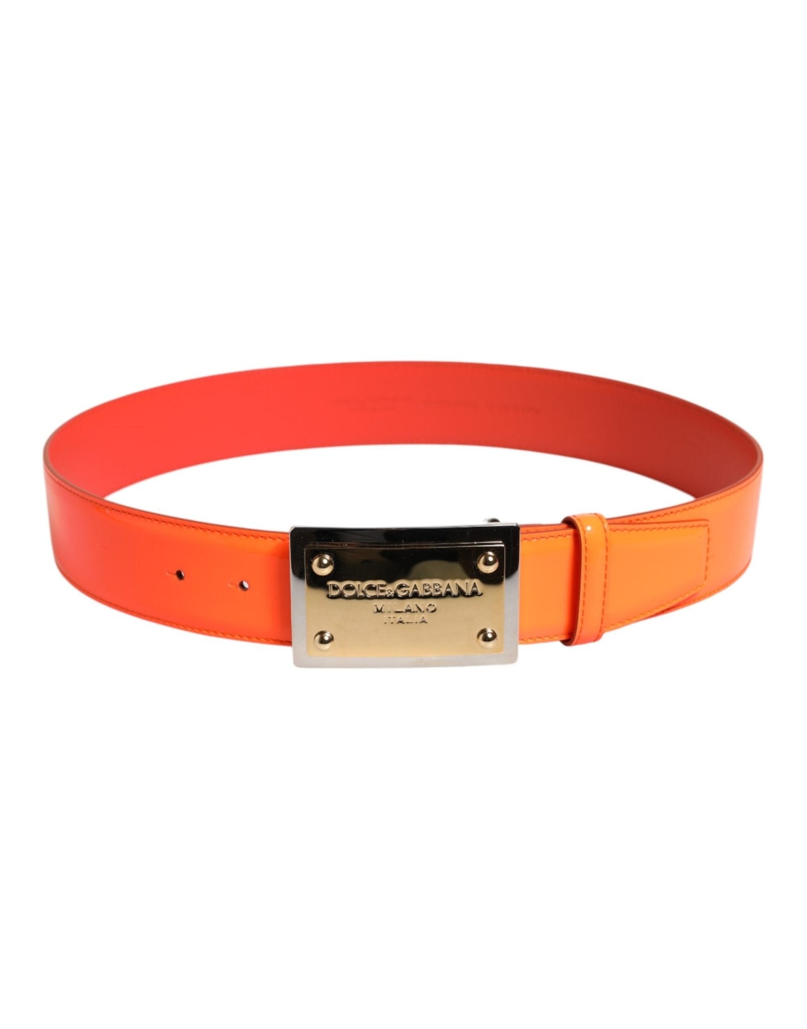 Dolce & Gabbana Orange Gold Tone Metal Logo Buckle Belt - RIMODA