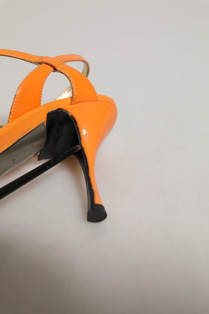 Dolce & Gabbana Orange Leather Stiletto Heels Sandals Shoes - RIMODA