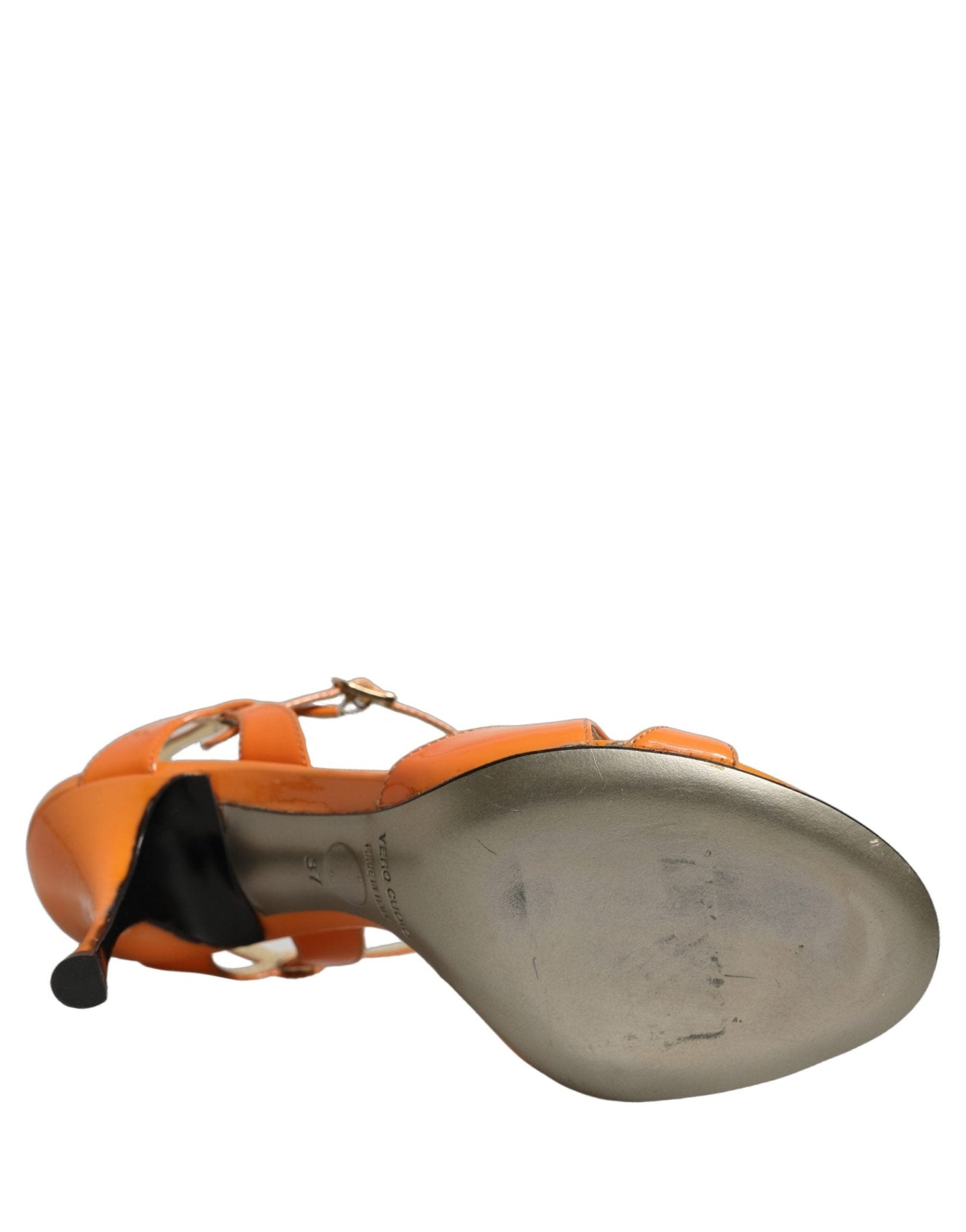 Dolce & Gabbana Orange Leather Stiletto Heels Sandals Shoes - RIMODA