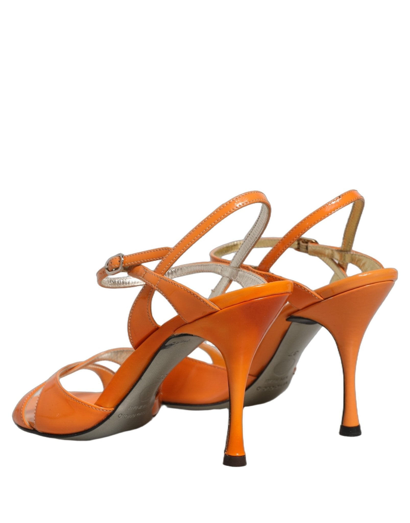 Dolce & Gabbana Orange Leather Stiletto Heels Sandals Shoes - RIMODA