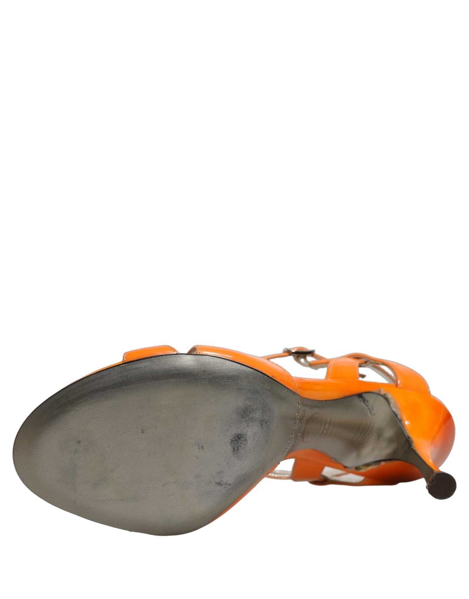 Dolce & Gabbana Orange Leather Stiletto Heels Sandals Shoes - RIMODA