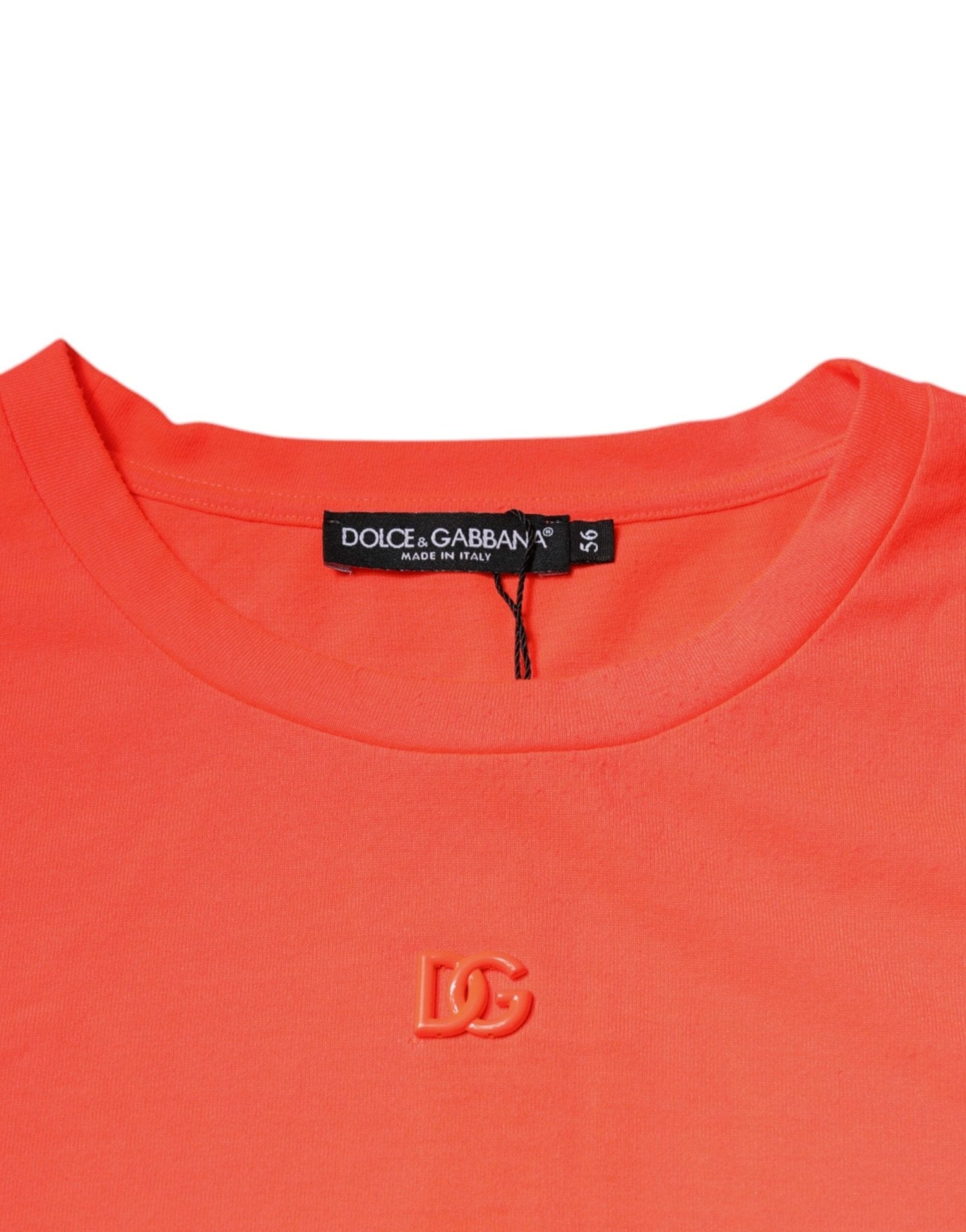 Dolce & Gabbana Orange Logo Polyester Crew Neck T-shirt - RIMODA