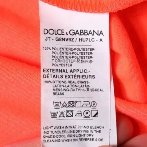 Dolce & Gabbana Orange Logo Polyester Crew Neck T-shirt - RIMODA