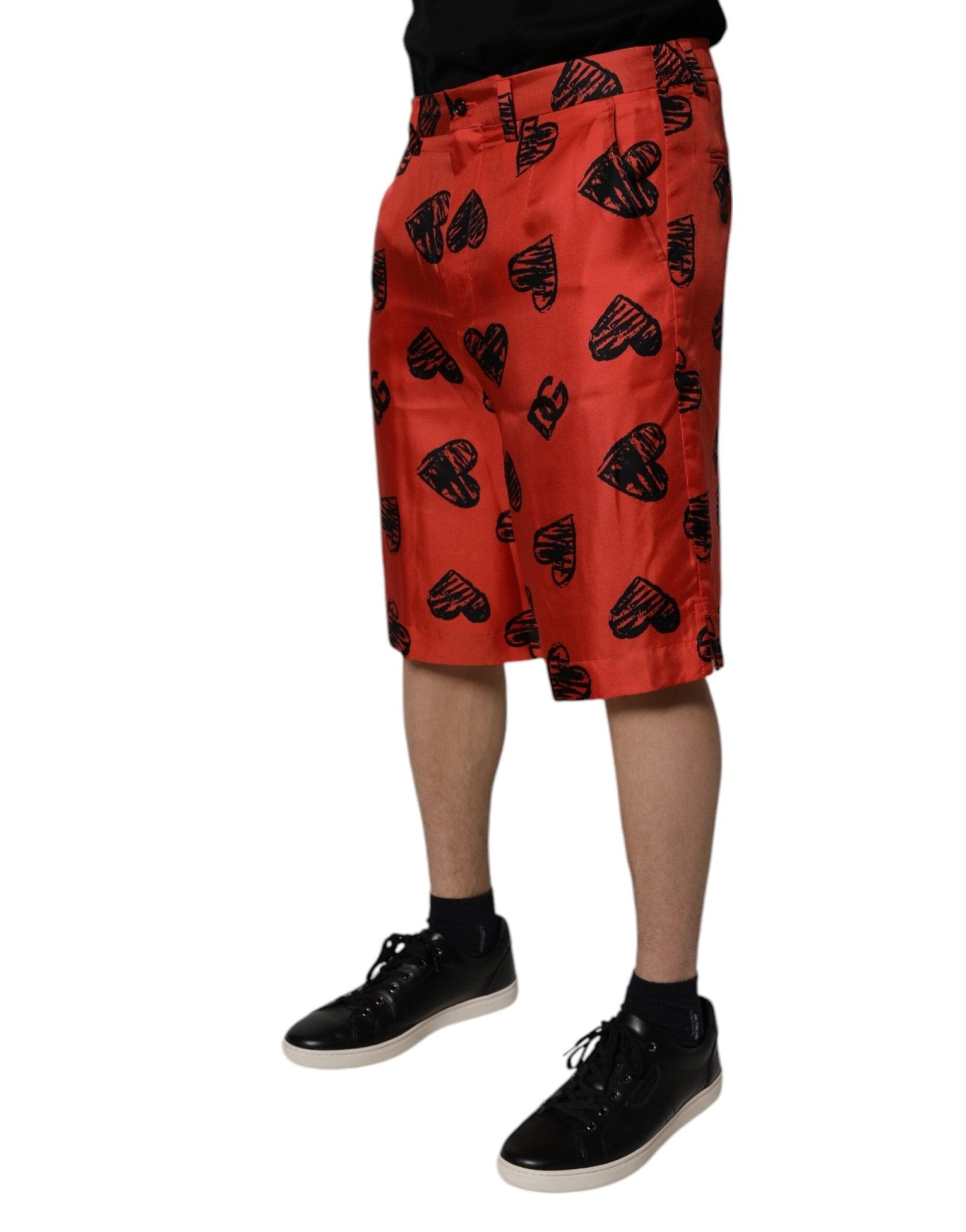 Dolce & Gabbana Orange Silk Heart Print Bermuda Shorts - RIMODA