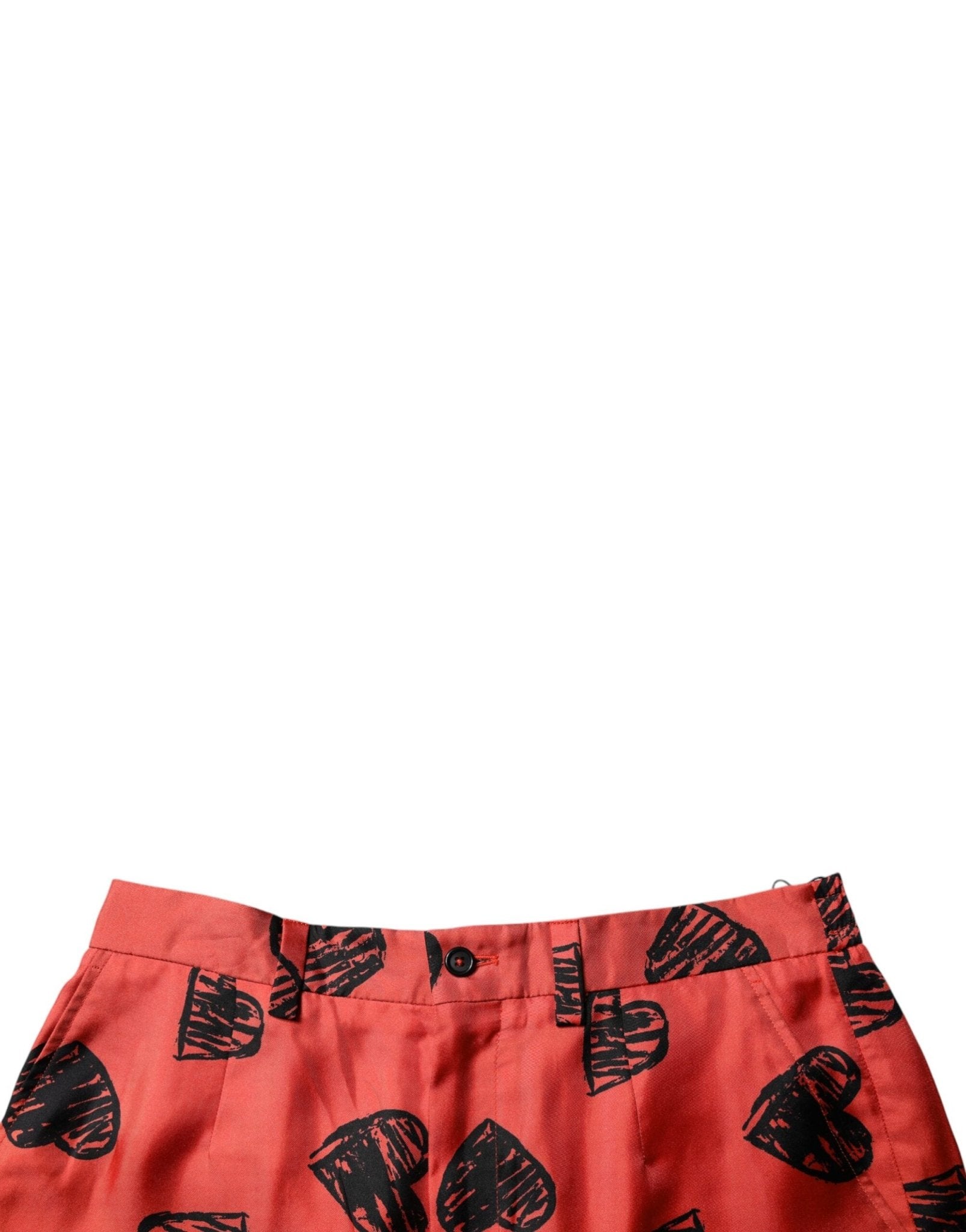 Dolce & Gabbana Orange Silk Heart Print Bermuda Shorts - RIMODA