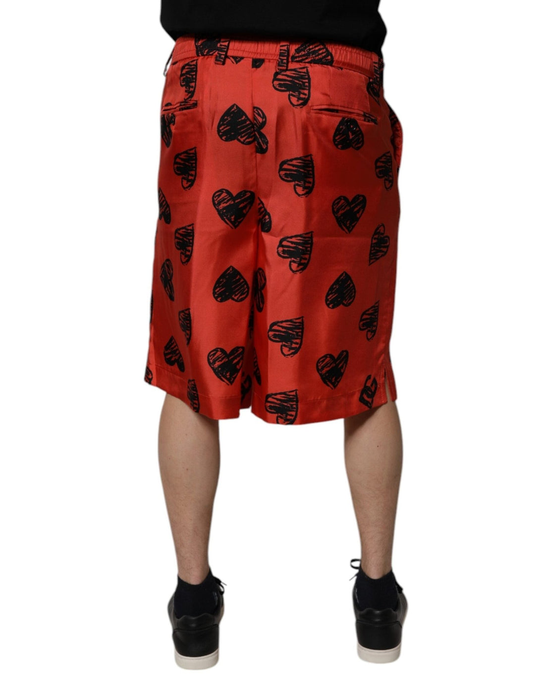 Dolce & Gabbana Orange Silk Heart Print Bermuda Shorts - RIMODA