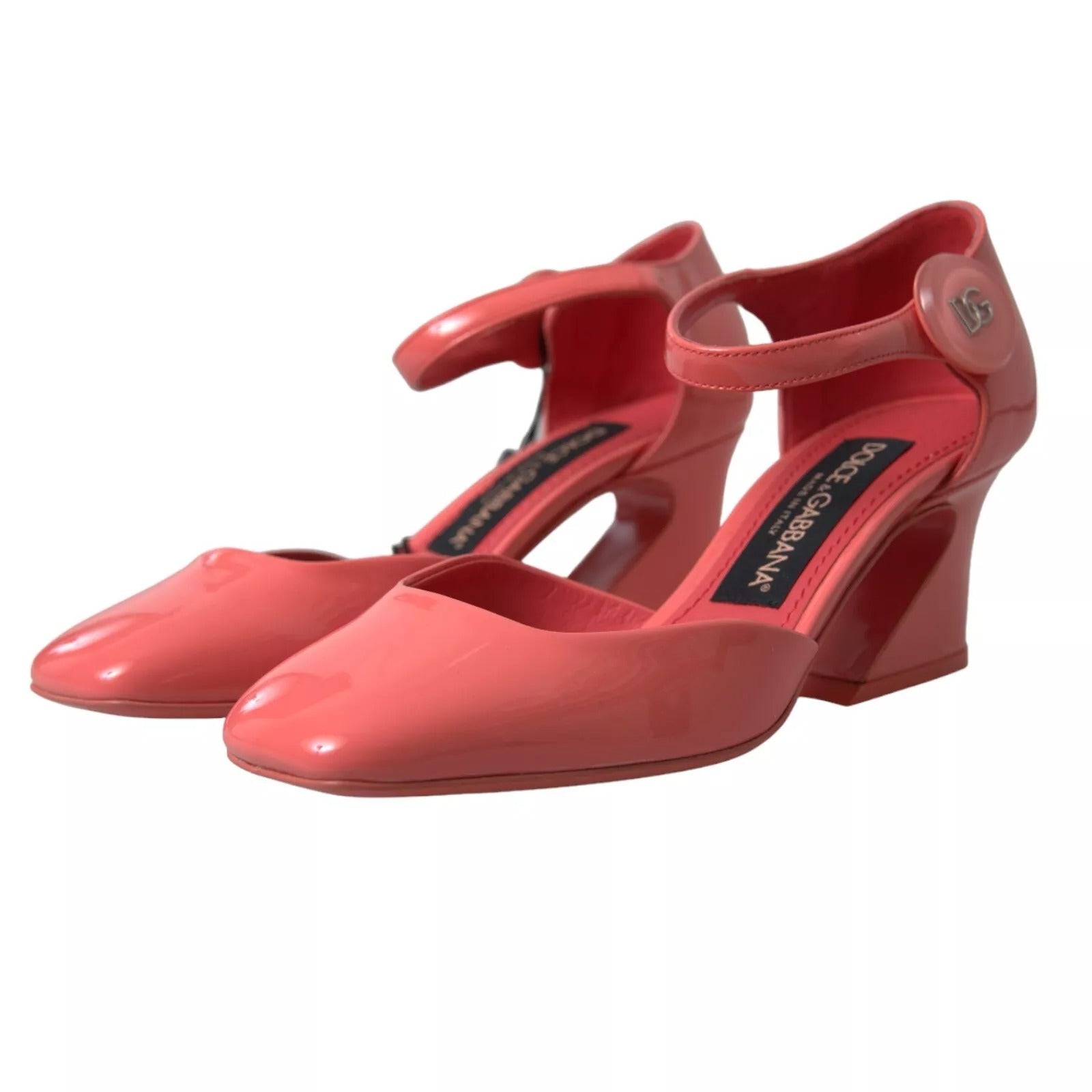 Dolce & Gabbana Peach Leather Ankle Strap Heels Sandals Shoes - RIMODA