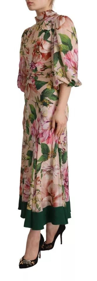 Dolce & Gabbana Pink A-line Sheath Floral Pussy Bow Long Dress - RIMODA