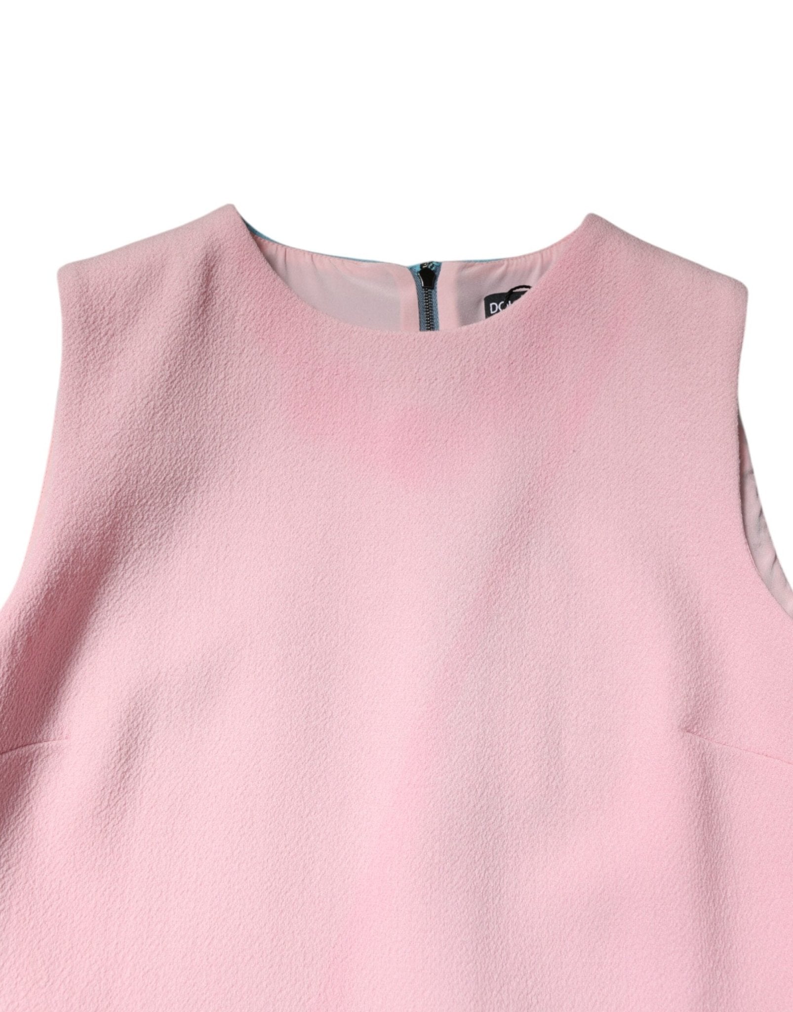 Dolce & Gabbana Pink Blue Wool Sleeveless Shift Mini Dress - RIMODA