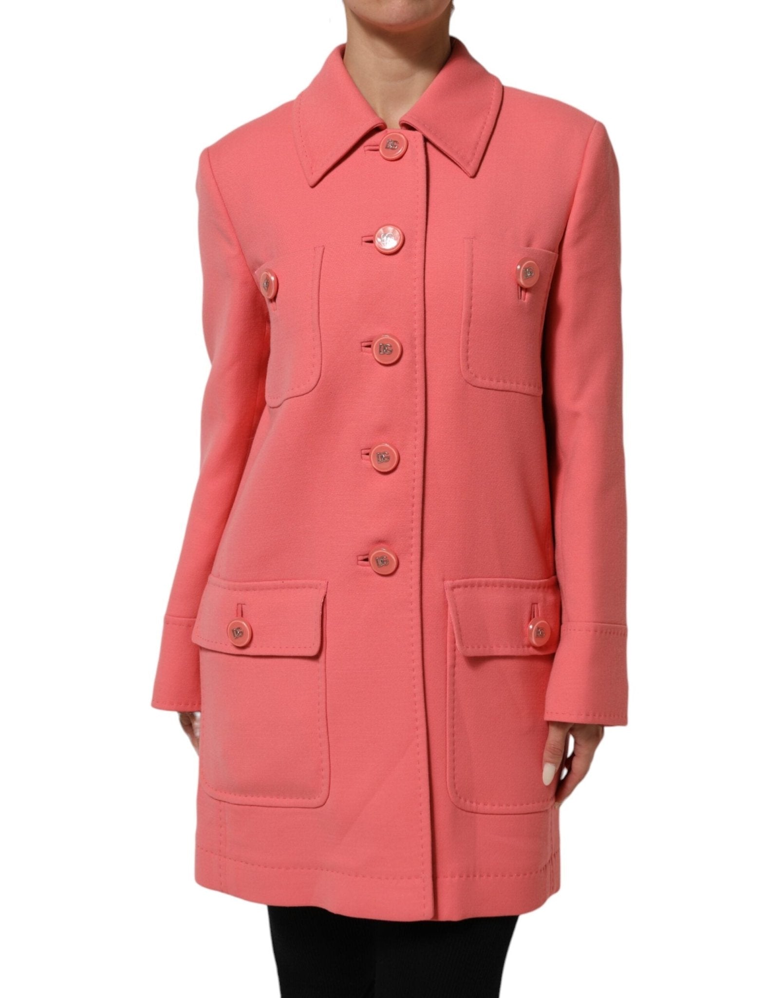 Dolce & Gabbana Pink Buttoned Down Trench Coat Jacket - RIMODA
