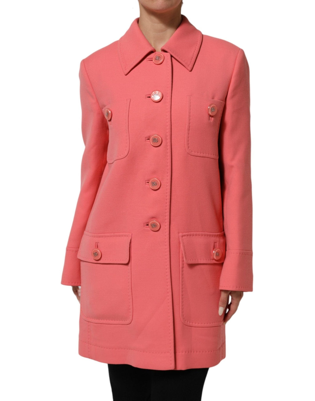 Dolce & Gabbana Pink Buttoned Down Trench Coat Jacket - RIMODA