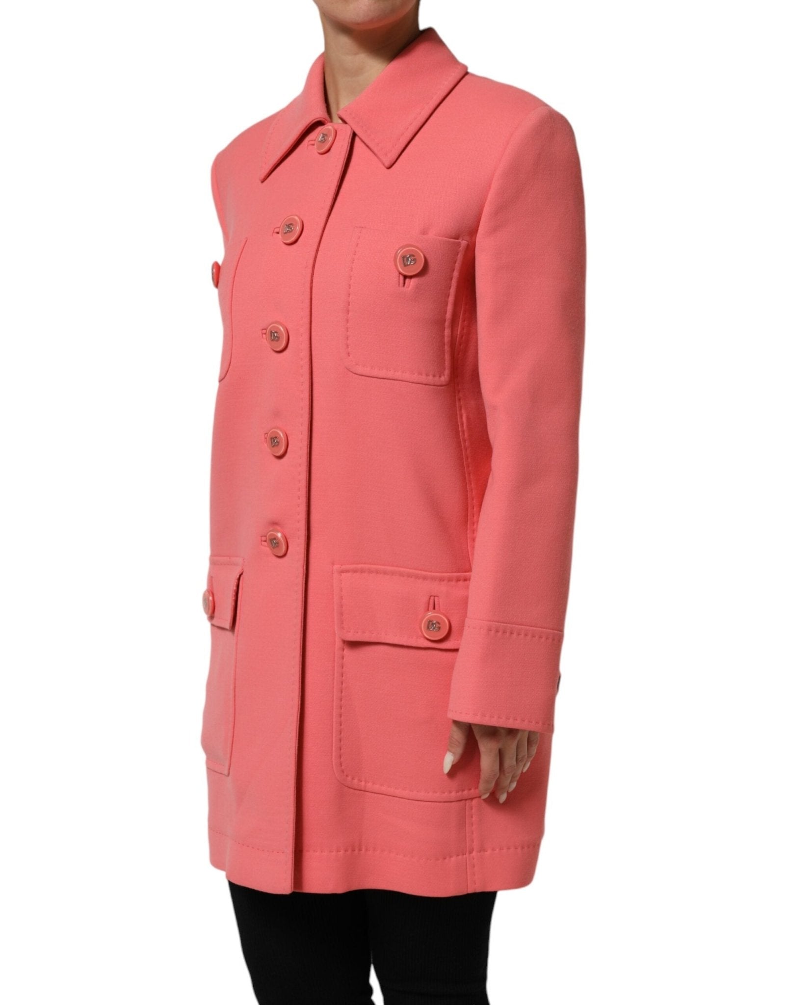 Dolce & Gabbana Pink Buttoned Down Trench Coat Jacket - RIMODA