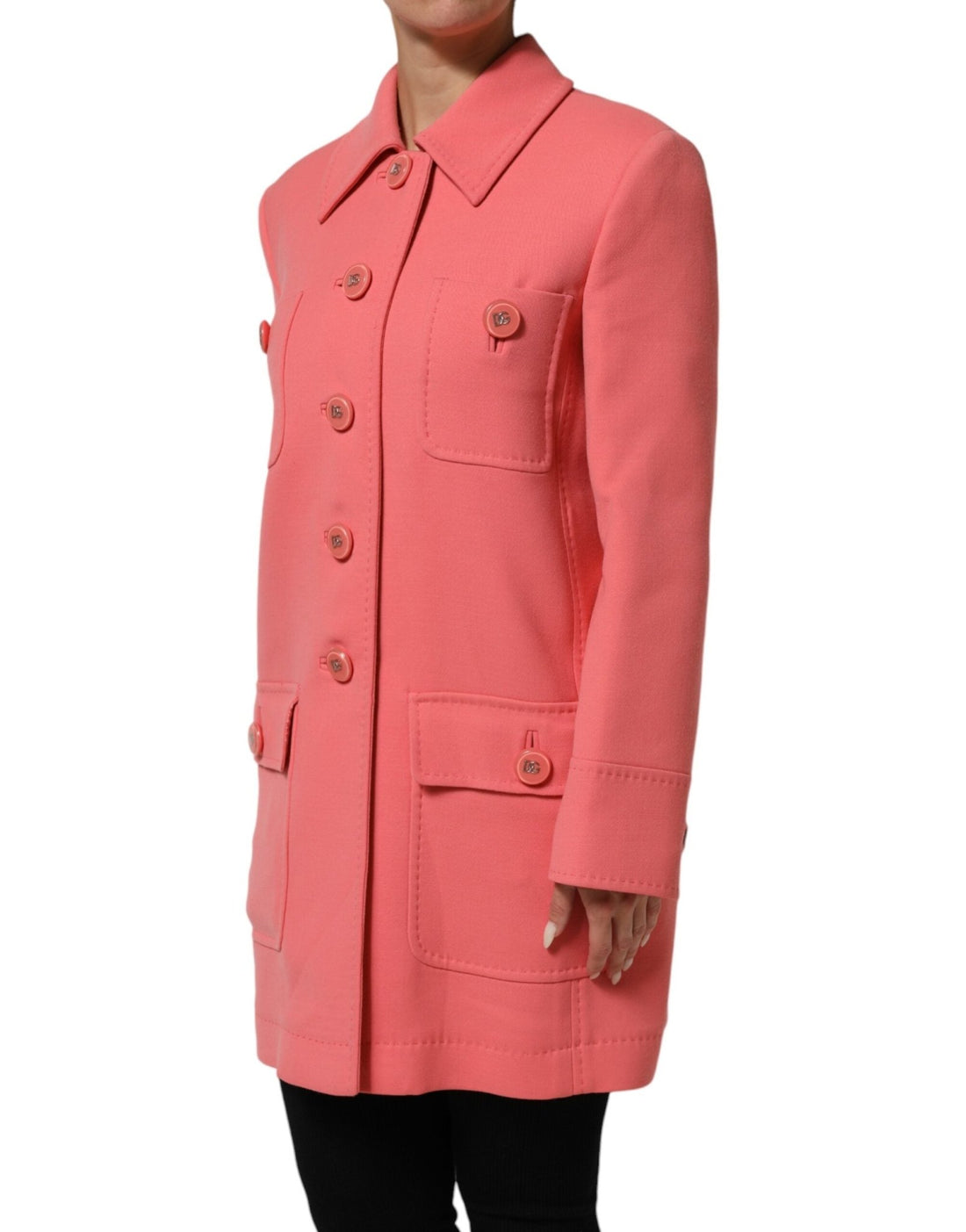 Dolce & Gabbana Pink Buttoned Down Trench Coat Jacket - RIMODA