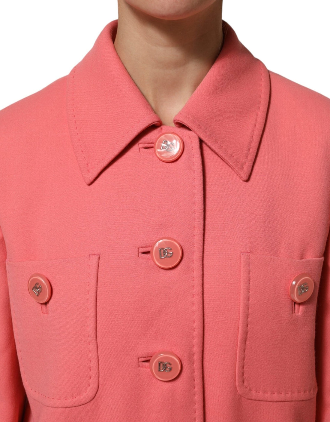 Dolce & Gabbana Pink Buttoned Down Trench Coat Jacket - RIMODA