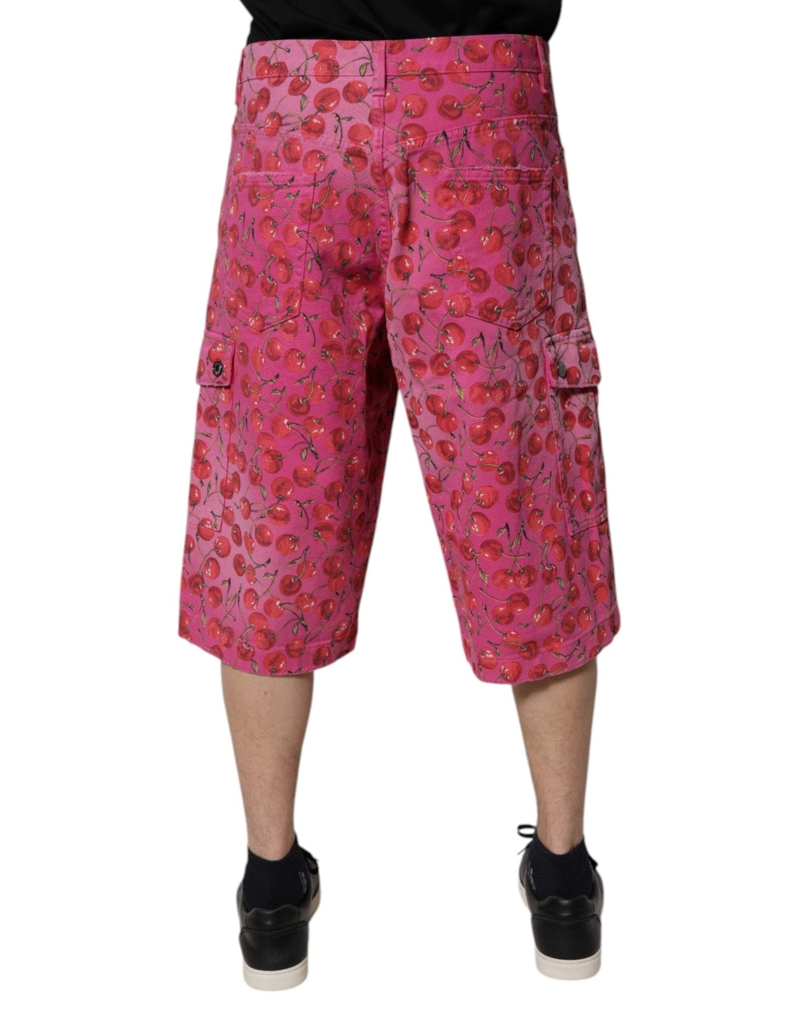 Dolce & Gabbana Pink Cherry Print Cargo Cotton Shorts - RIMODA