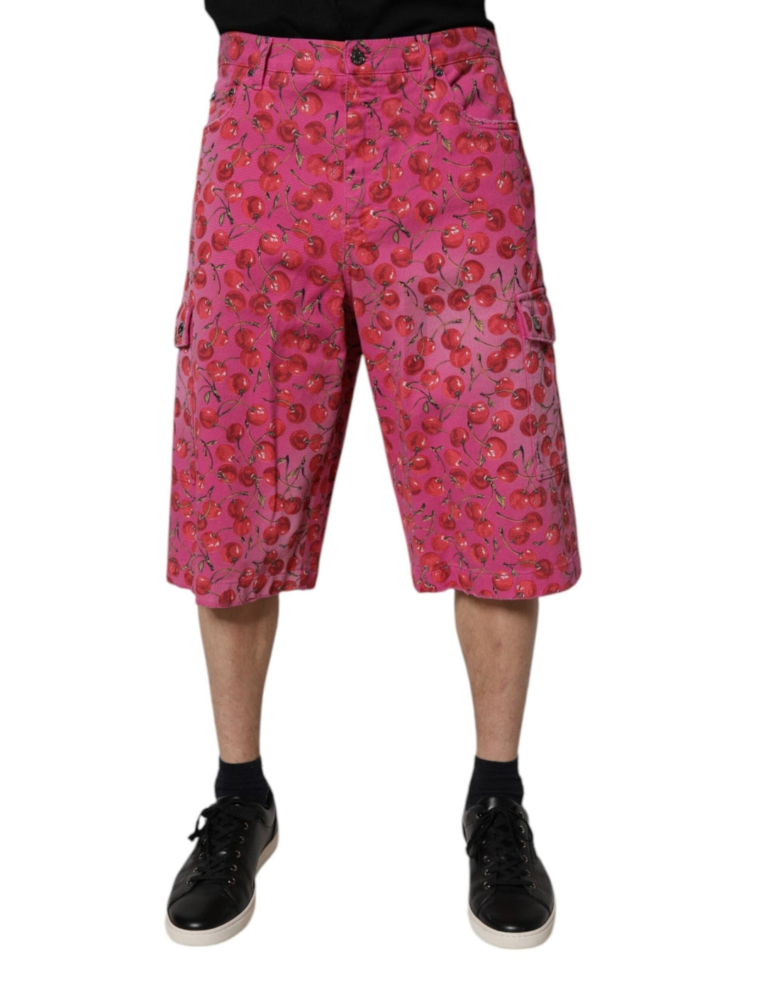 Dolce & Gabbana Pink Cherry Print Cargo Cotton Shorts - RIMODA