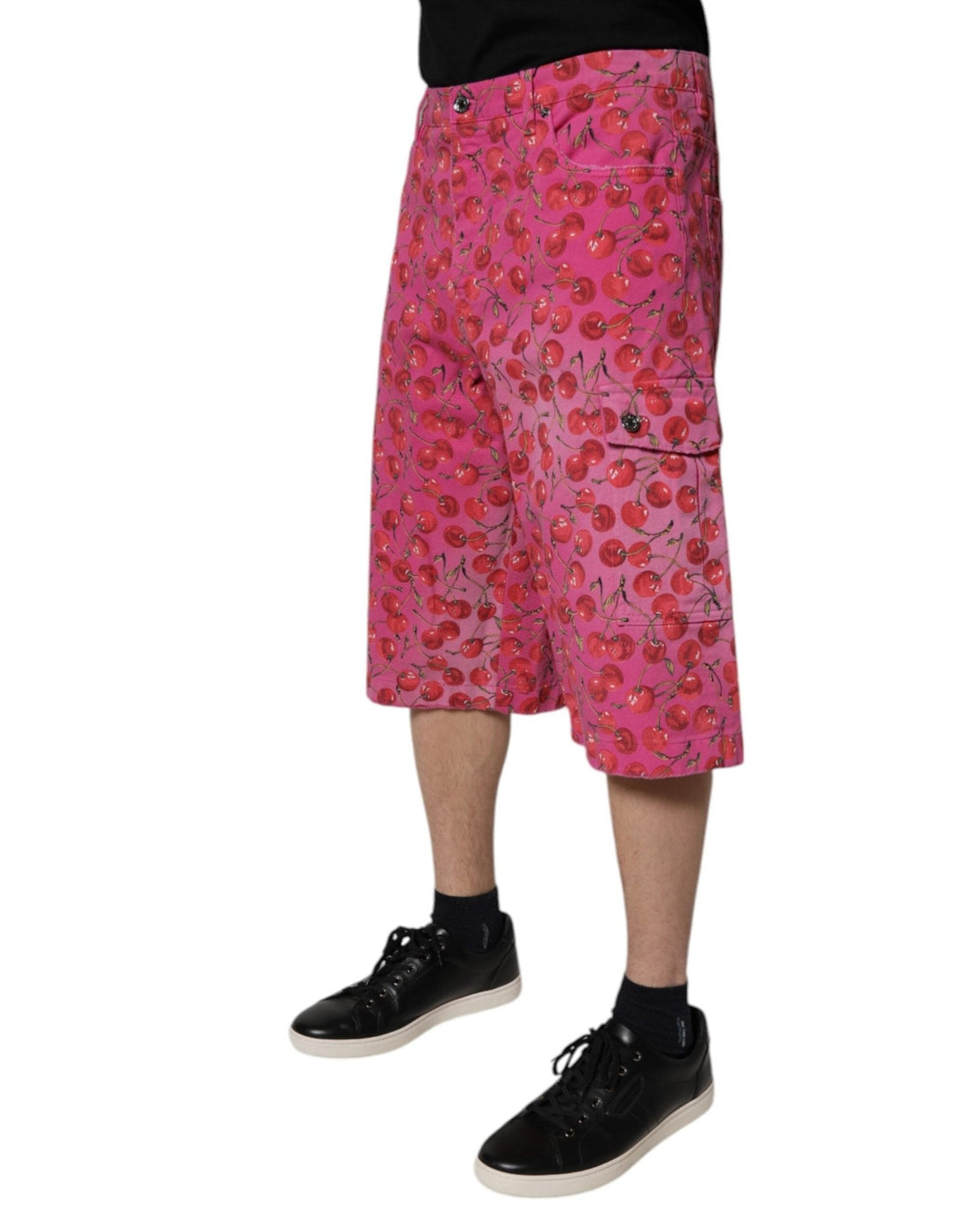 Dolce & Gabbana Pink Cherry Print Cargo Cotton Shorts - RIMODA