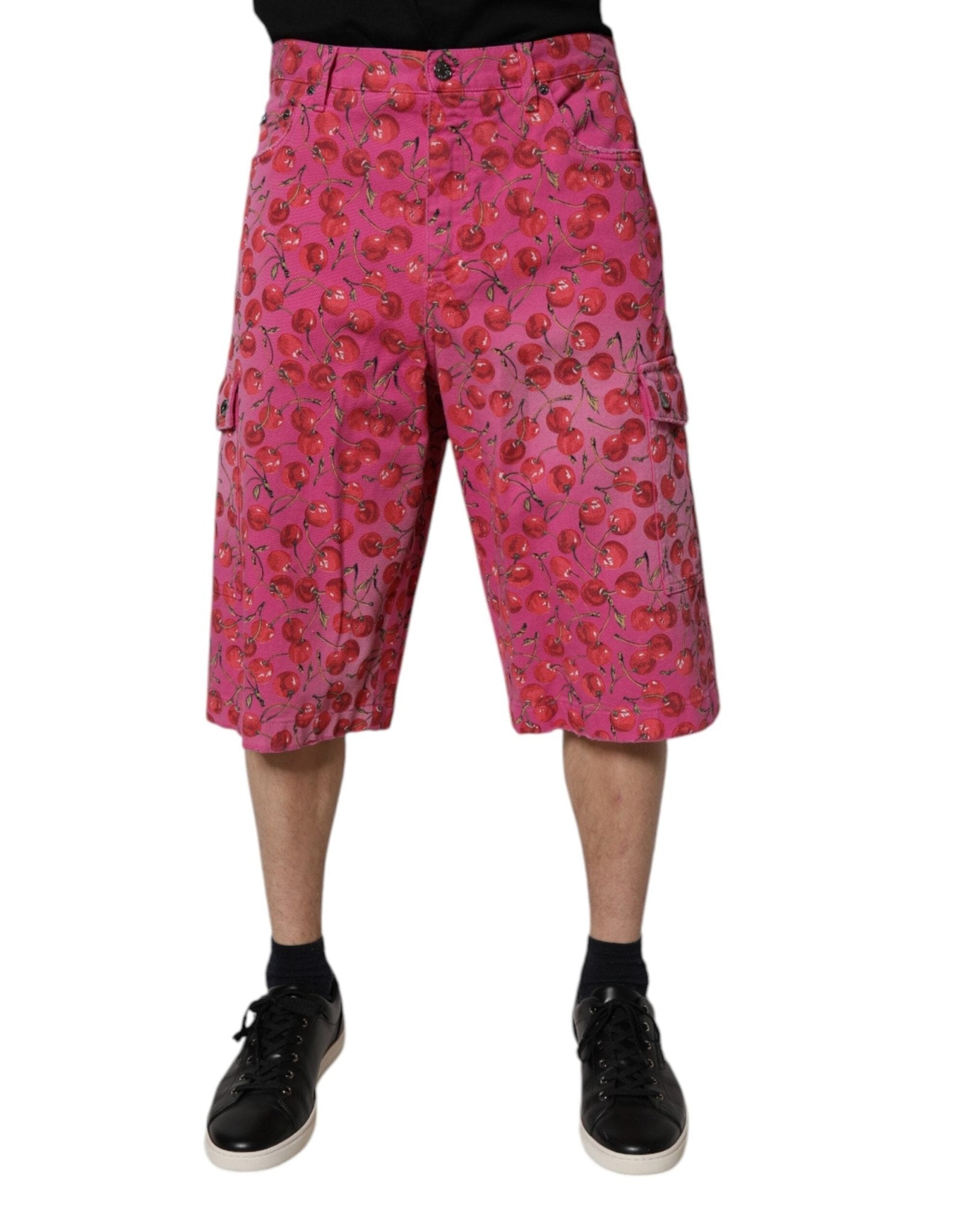 Dolce & Gabbana Pink Cherry Print Cargo Cotton Shorts - RIMODA