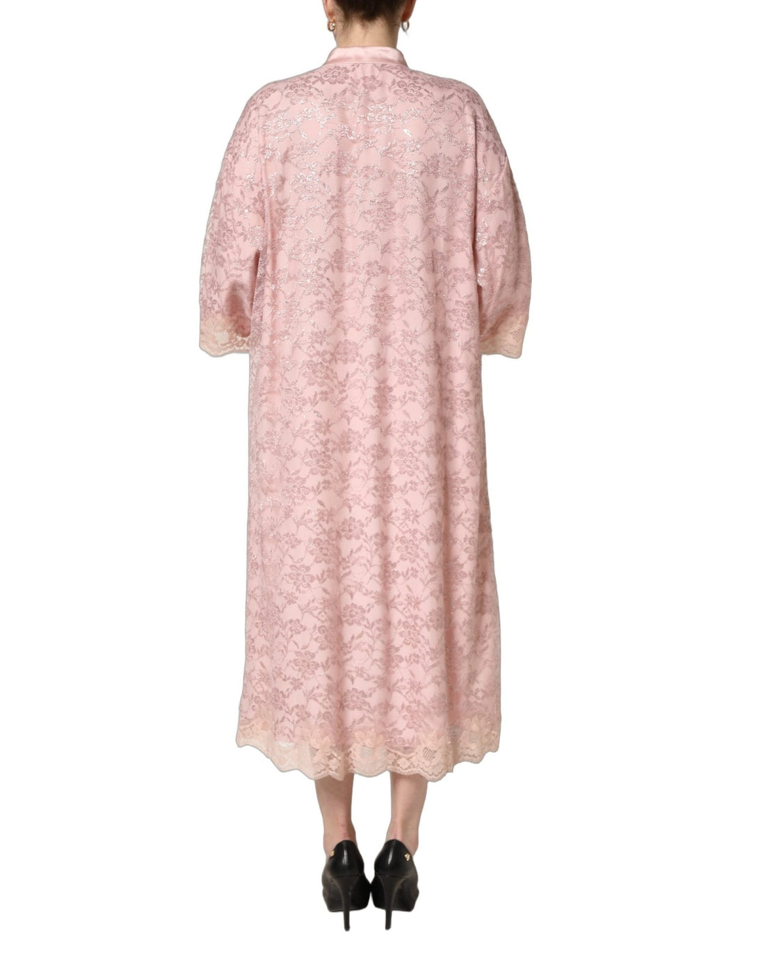 Dolce & Gabbana Pink Corded Floral Lace Kaftan Midi Dress - RIMODA