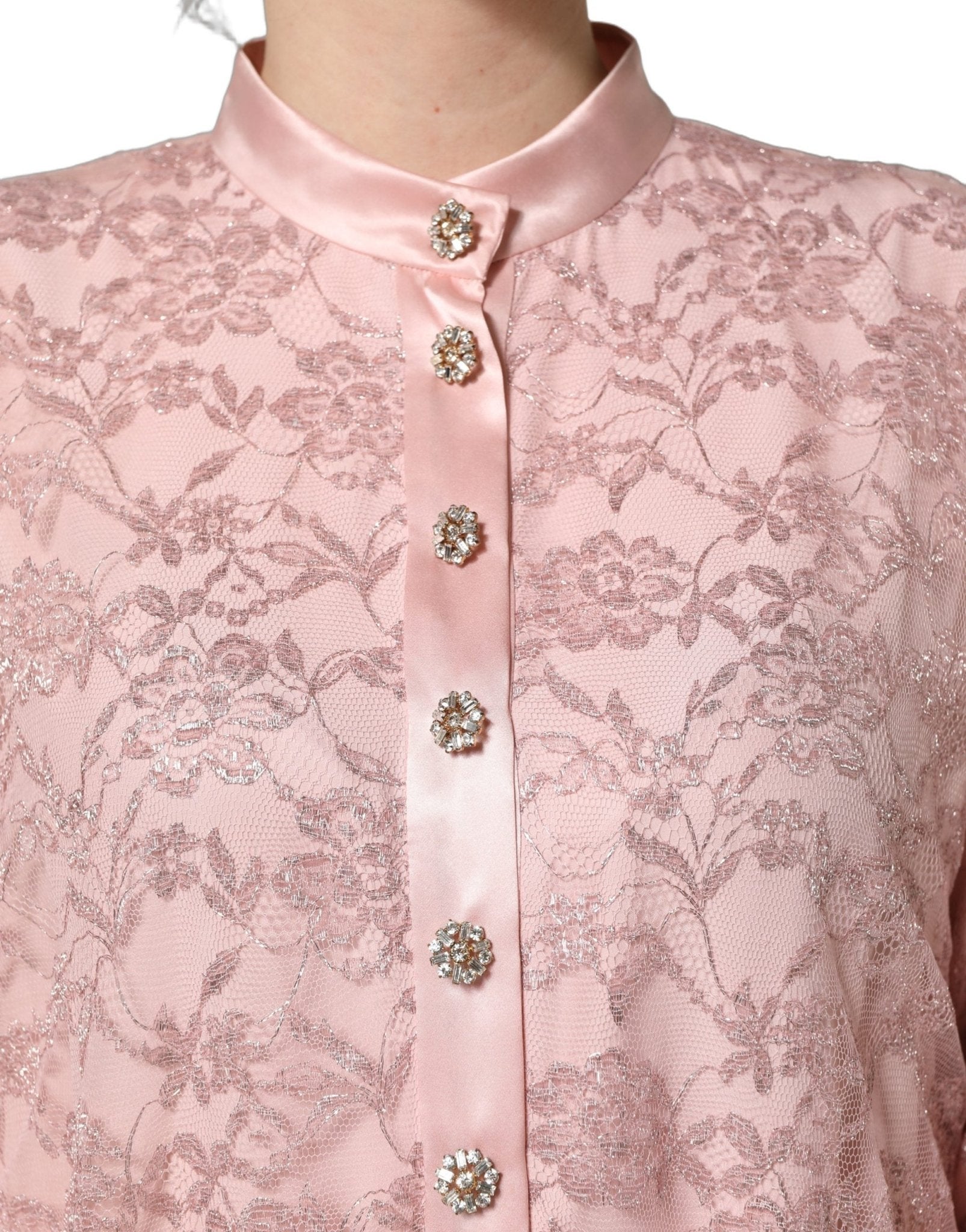 Dolce & Gabbana Pink Corded Floral Lace Kaftan Midi Dress - RIMODA