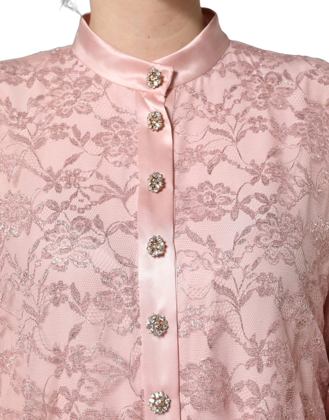 Dolce & Gabbana Pink Corded Floral Lace Kaftan Midi Dress - RIMODA