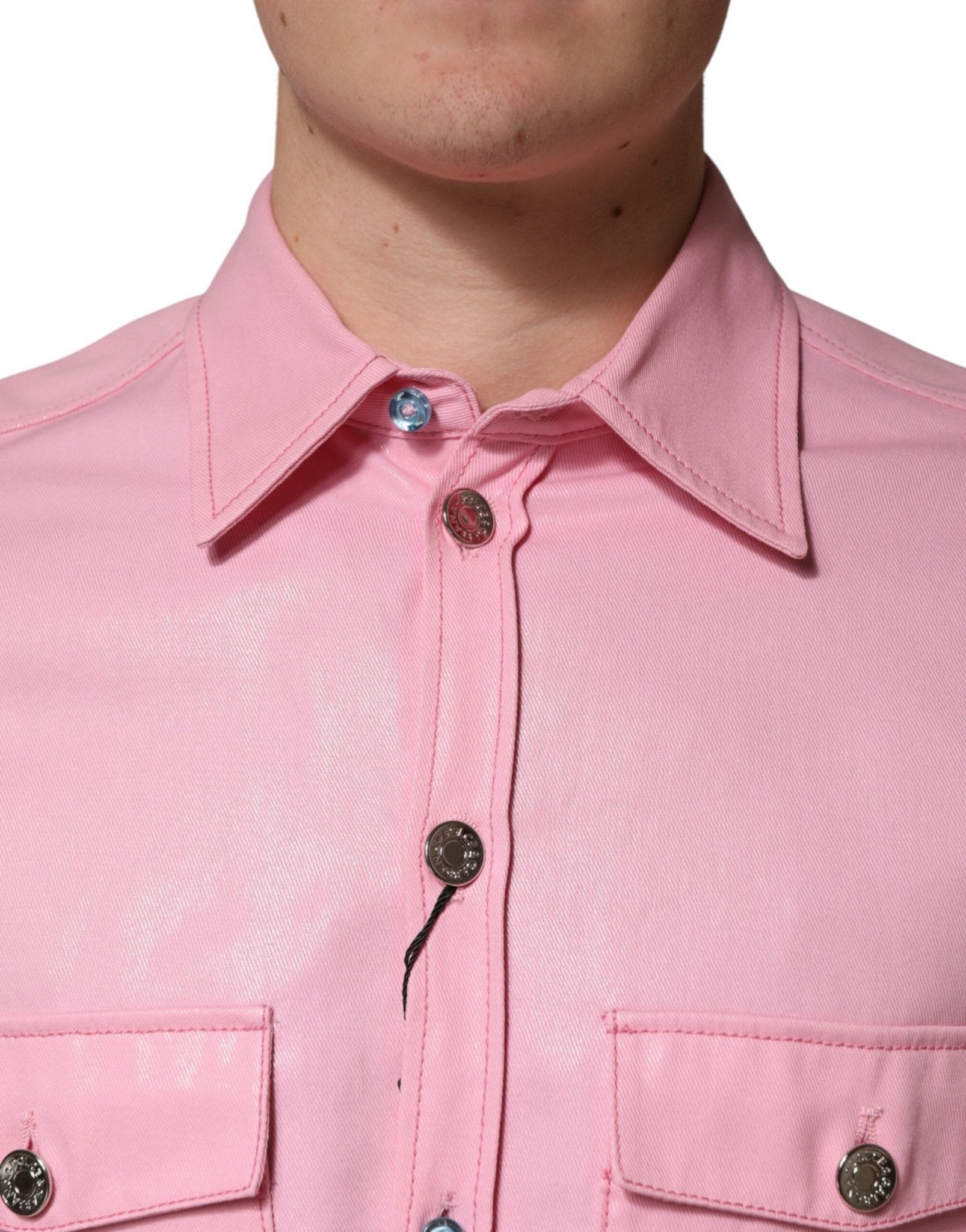 Dolce & Gabbana Pink Cotton Collared Men Button Down Shirt - RIMODA
