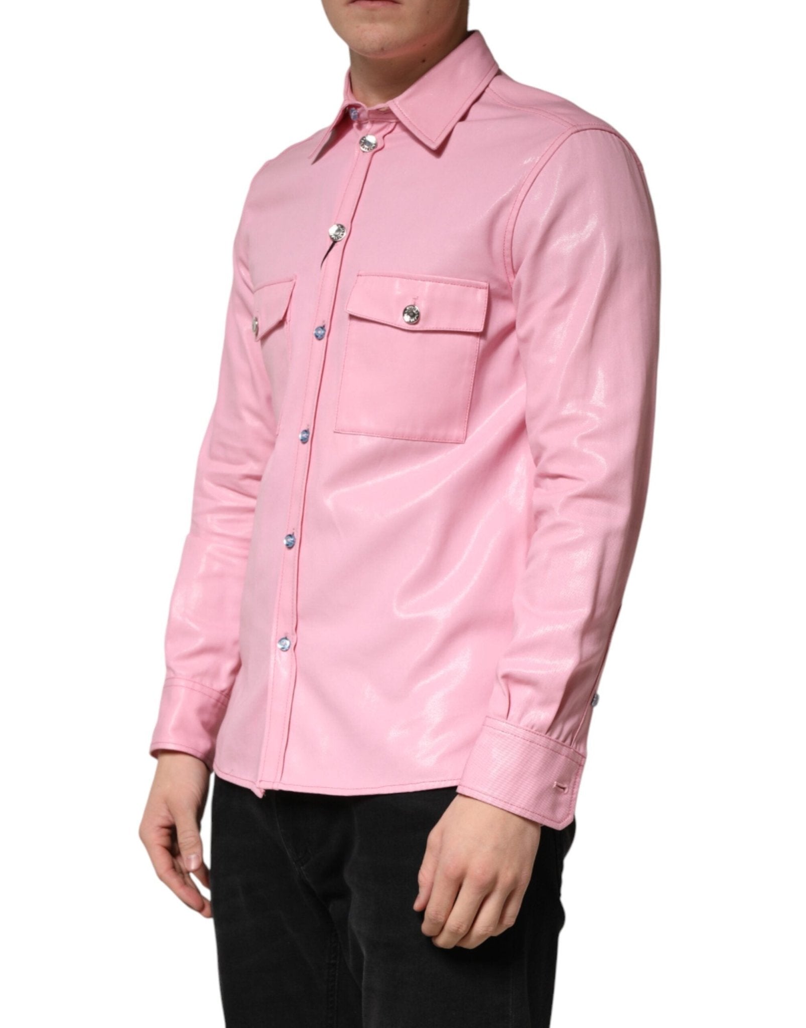 Dolce & Gabbana Pink Cotton Collared Men Button Down Shirt - RIMODA