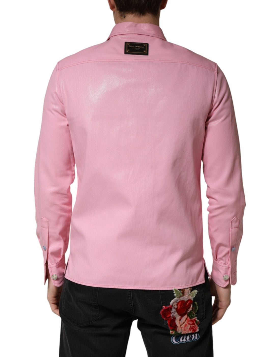 Dolce & Gabbana Pink Cotton Collared Men Button Down Shirt - RIMODA